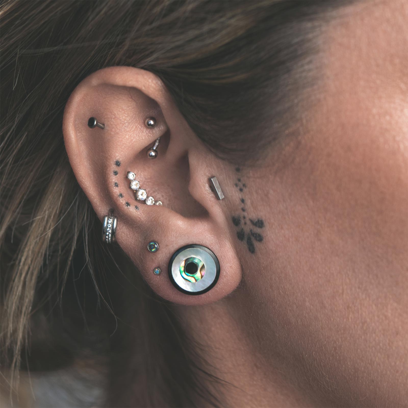 Horn Double Flare Plug With Shell Fish Eye Design Inlay Model Shot