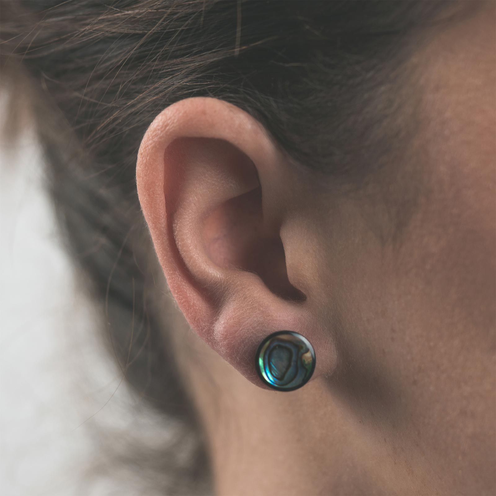 Horn Fake Gauge Plug With Abalone Shell Inlay Model Shot