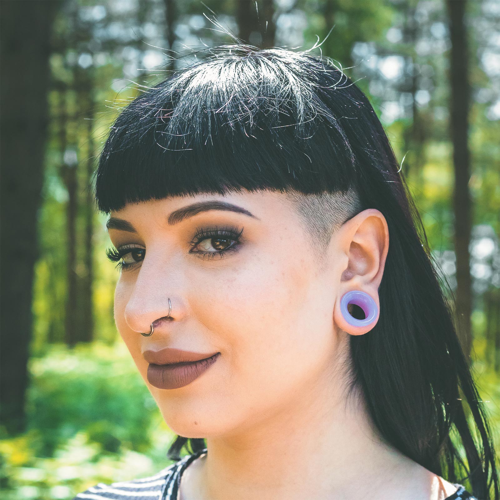 Lilac Glass Double Flare Concave Tunnel Model Shot