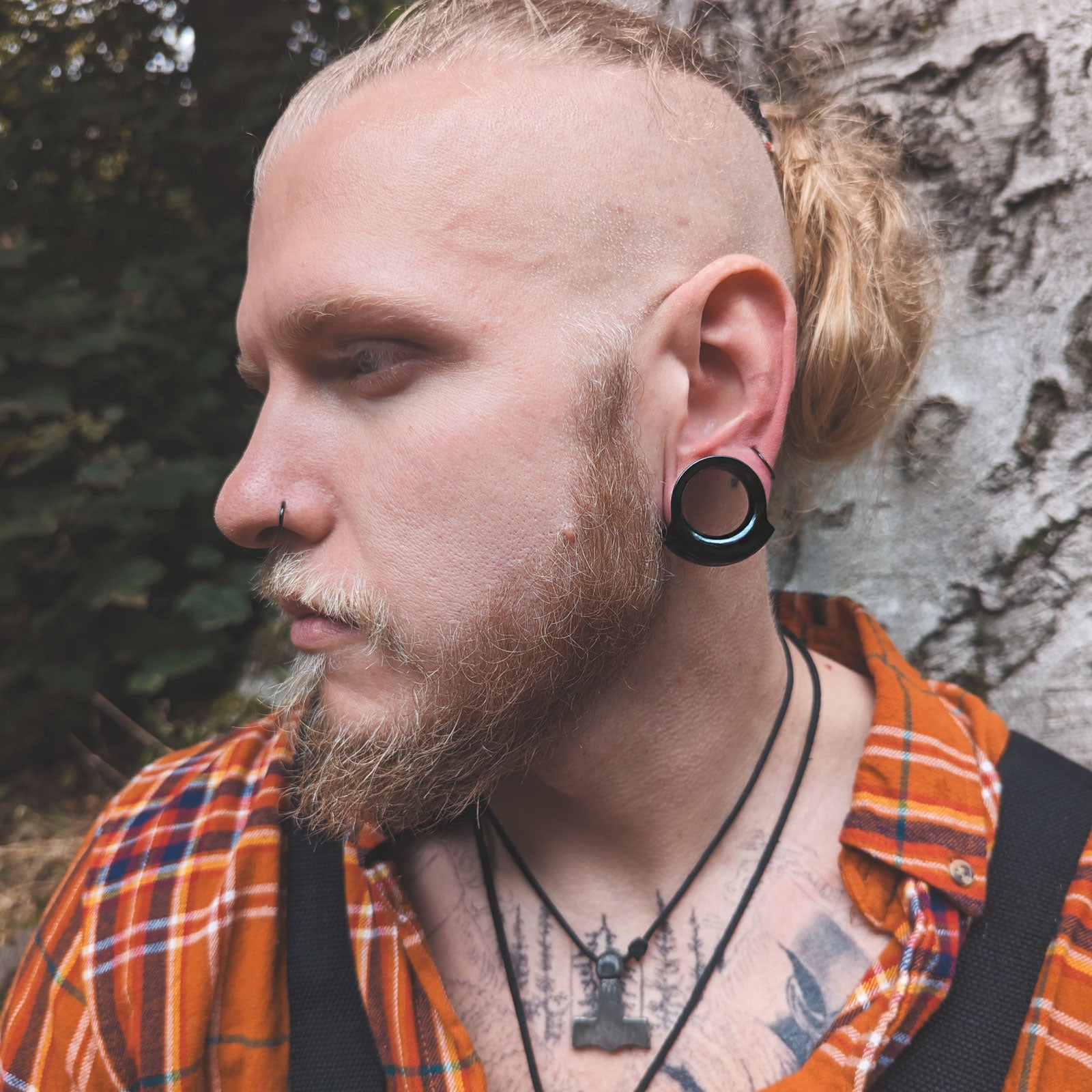 Lobe Cuff Black PVD Double Flare Ear weight Model Shot