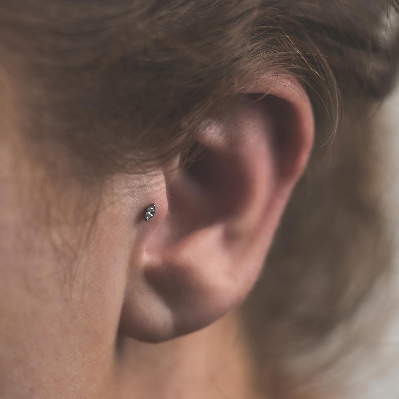 Marquise Cut Bezel Set Jewelled Titanium Threadless Top Model Shot