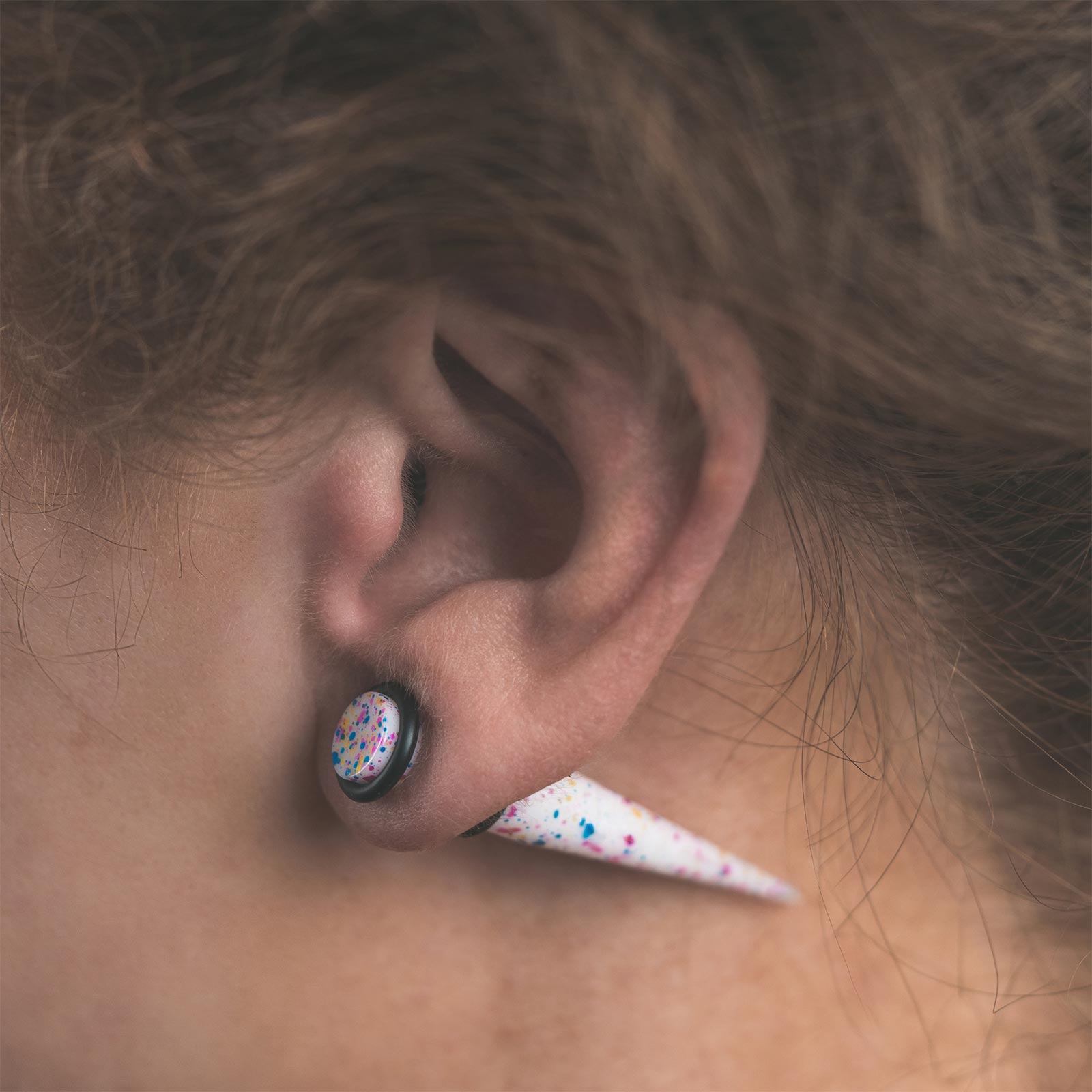 Metallic Paint Splat Acrylic Fake Gauge Taper Model Shot