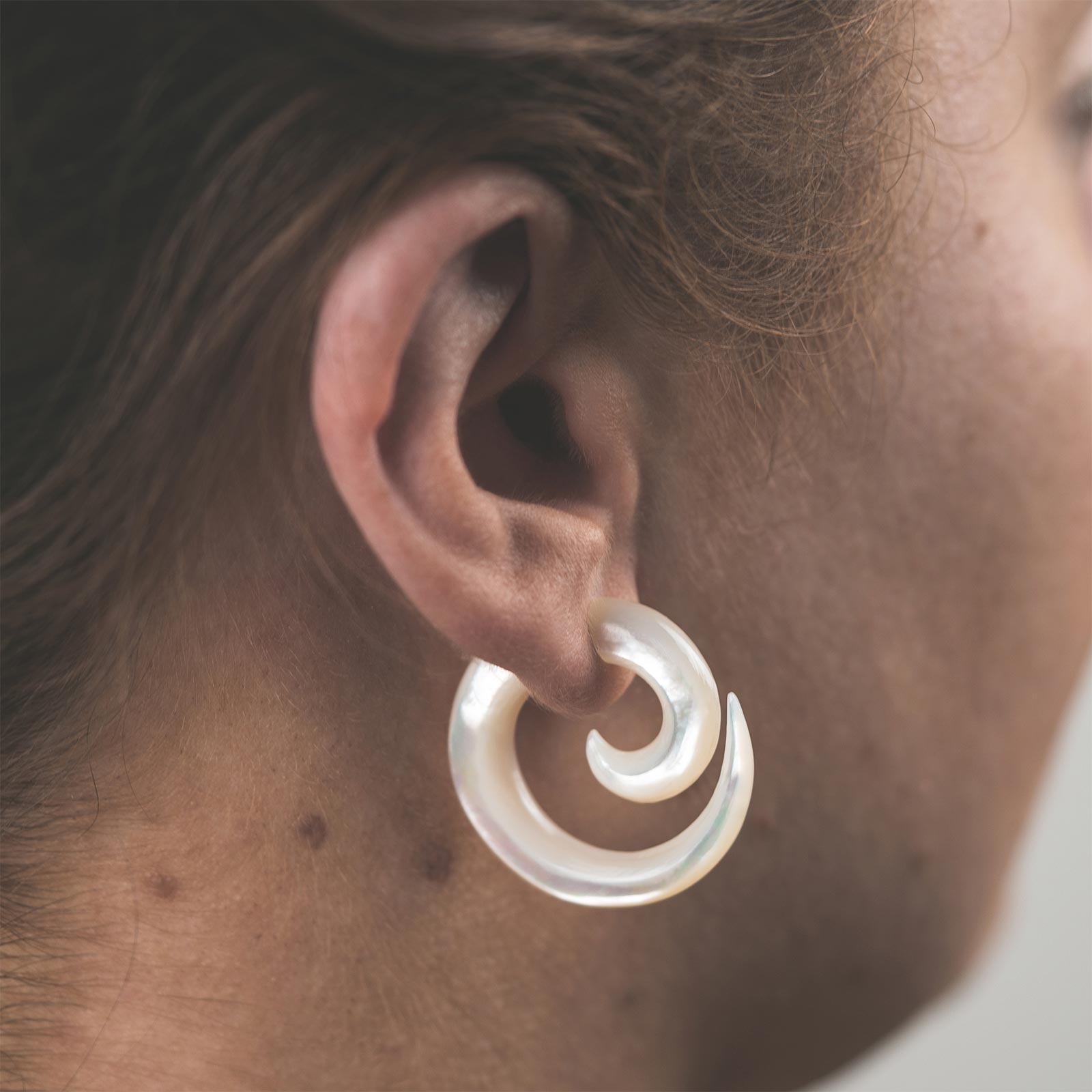 Mother Of Pearl Fake Gauge Spiral Model Shot