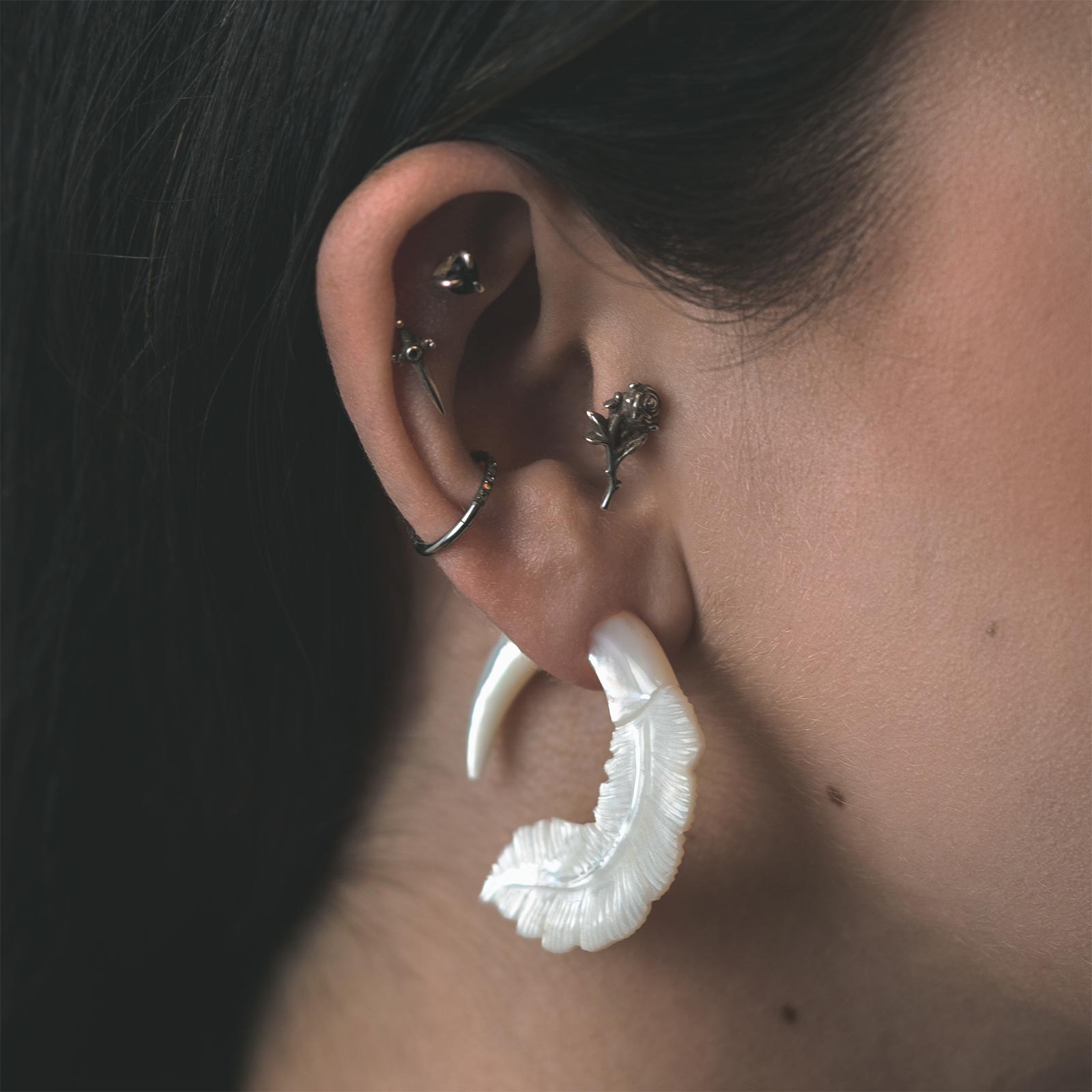 Mother Of Pearl Feather Spiral Model Shot