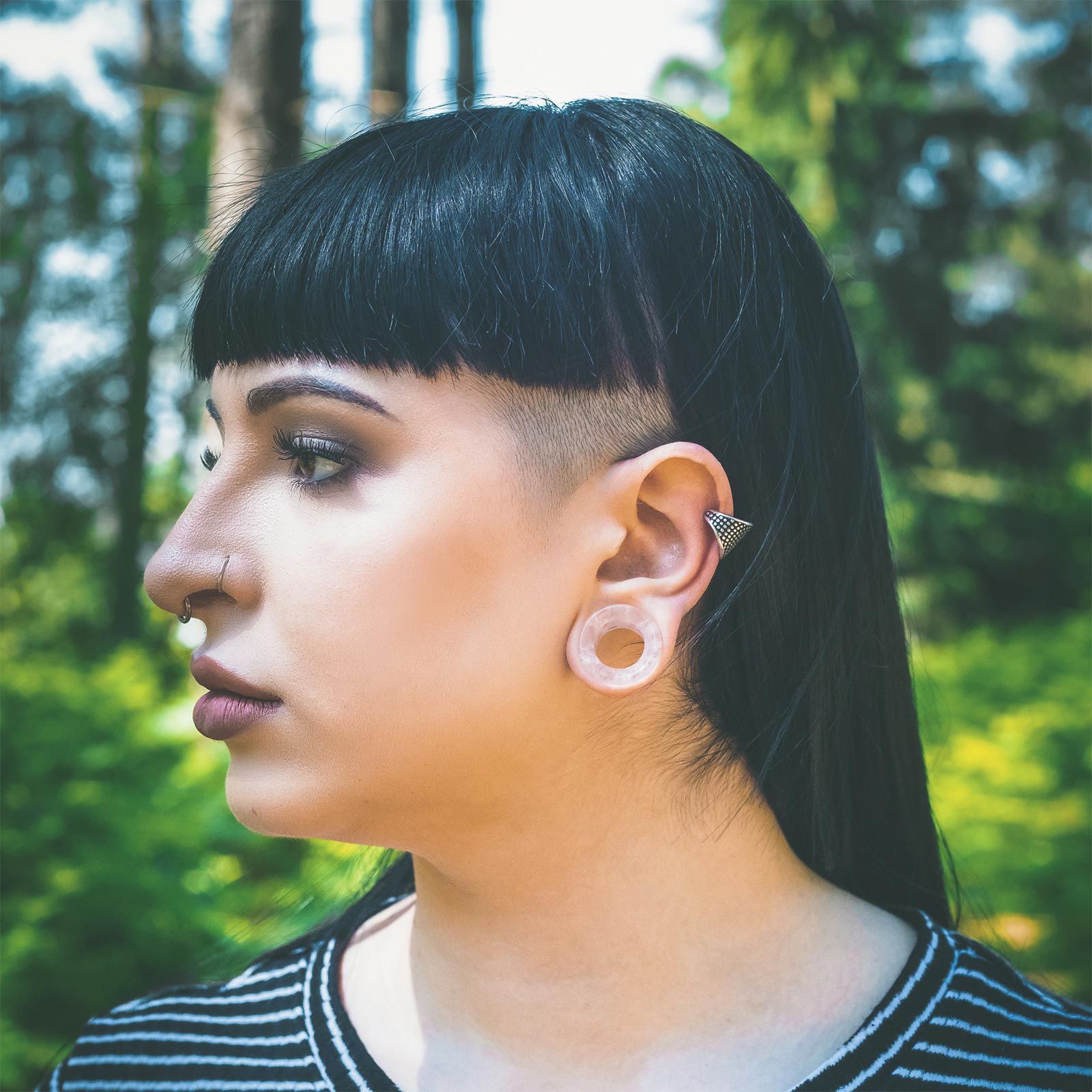 Multi Dots White Brass Ear Cuff Model Shot