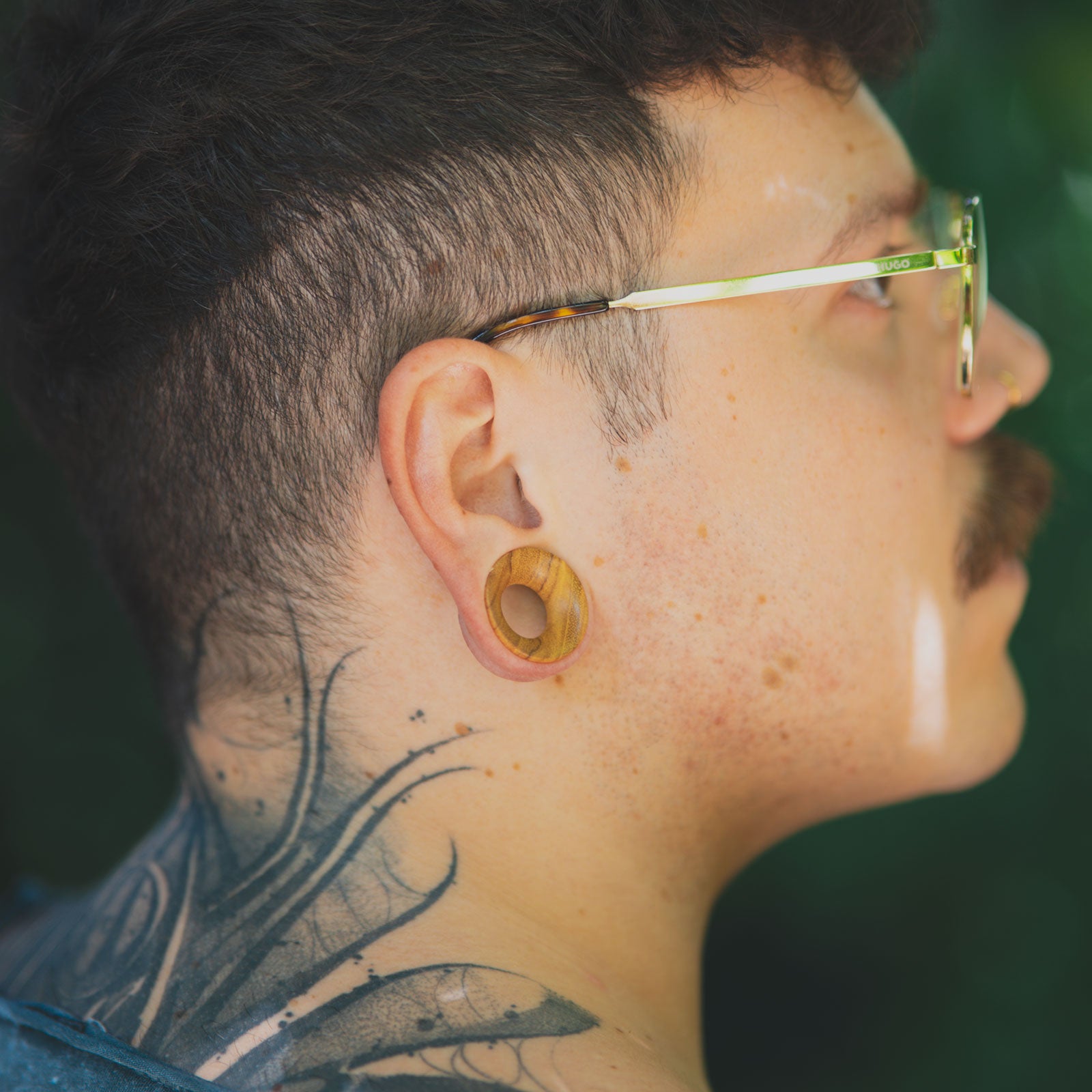 Olive Wood Double Flare Concave Tunnel Model Shot