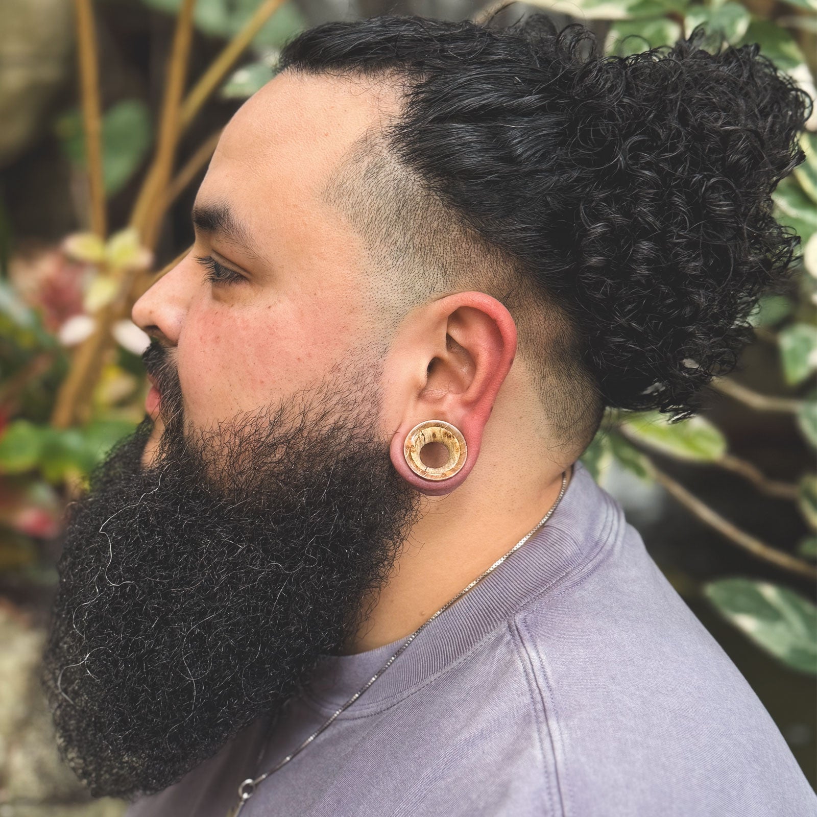 Olive Wood Double Flare Concave Tunnel With Tamarind Wood Inlay Model Shot