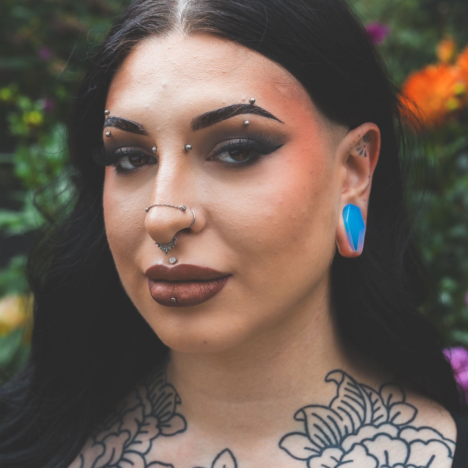 Opalite Double Flare Coffin Plug Model Shot