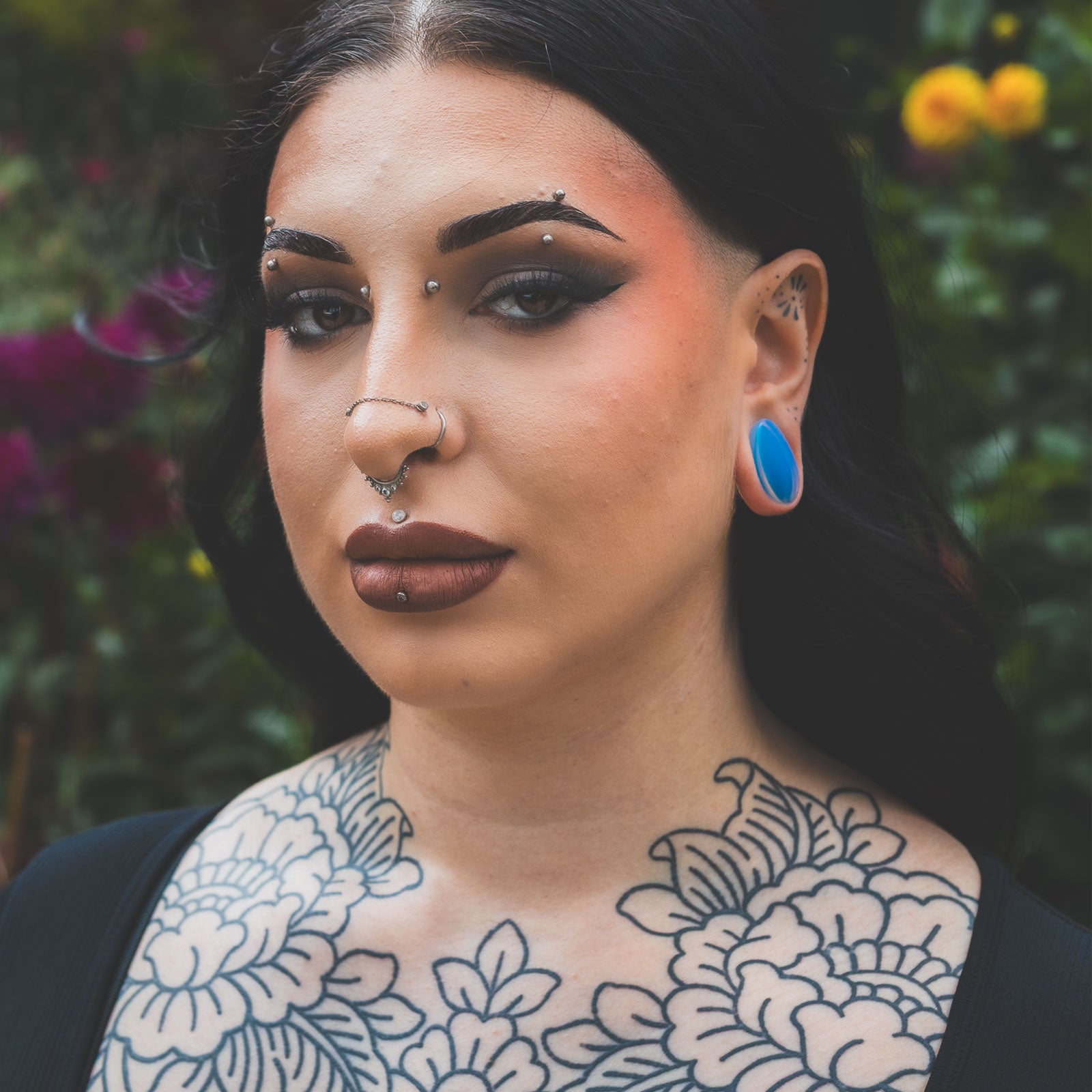 Opalite Double Flare Convex Teardrop Plug Model Shot