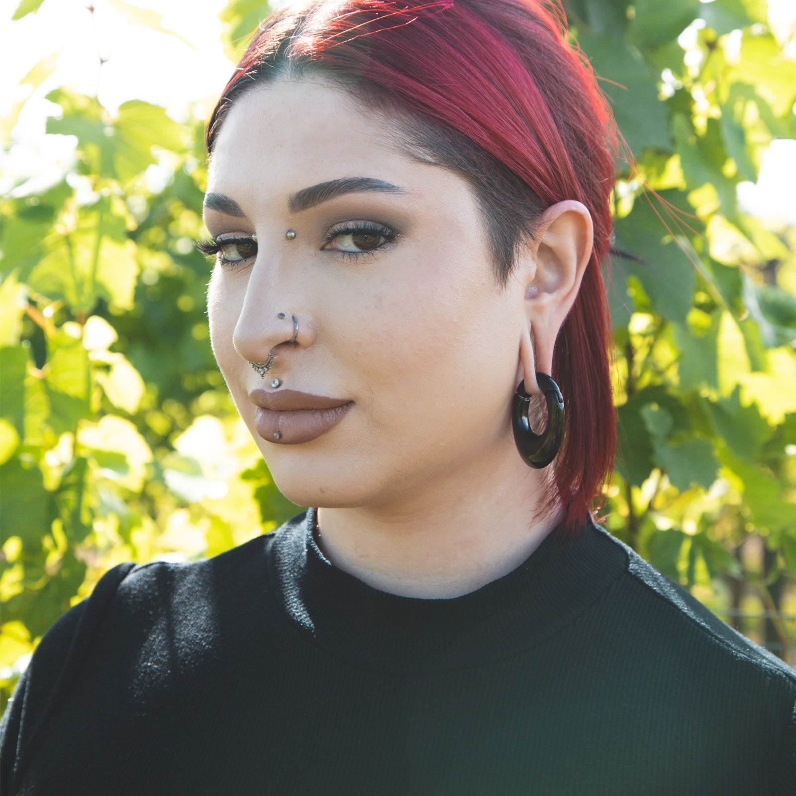 Oval Black PVD Magnetic Ear Weight Model Shot