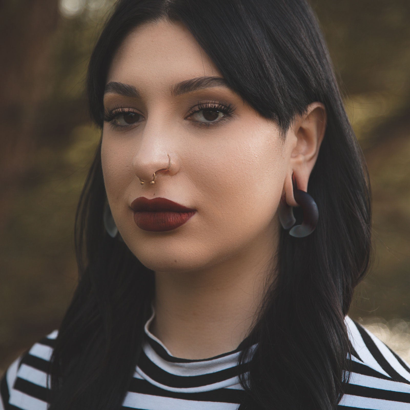 Purple & Clear Matte Glass Ear Weight Model Shot