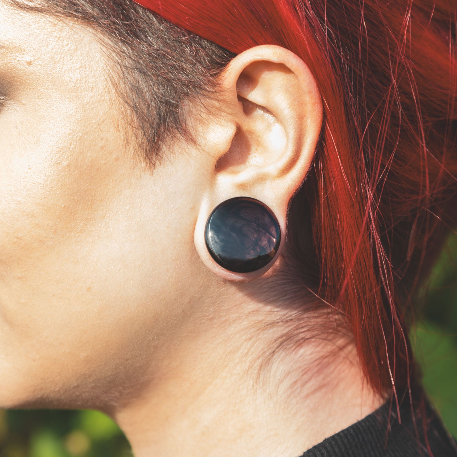 Purple Swirling Smoke Glass Double Flare Convex Plug Model Shot