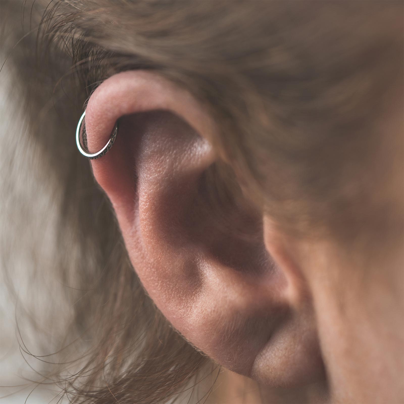 Quilted Titanium Hinged Segment Ring Model Shot