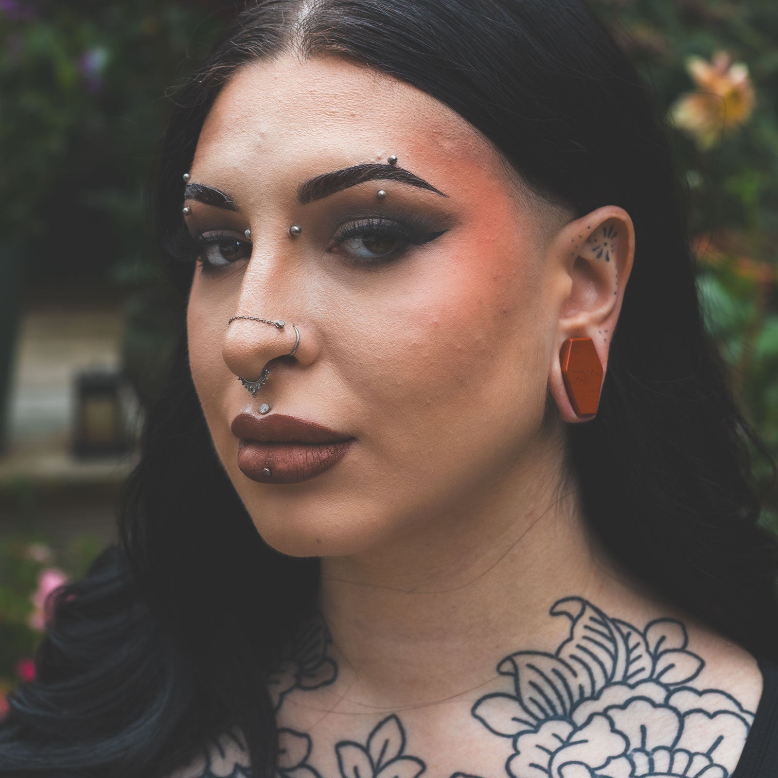 Red Jasper Double Flare Coffin Stone Plug Model Shot
