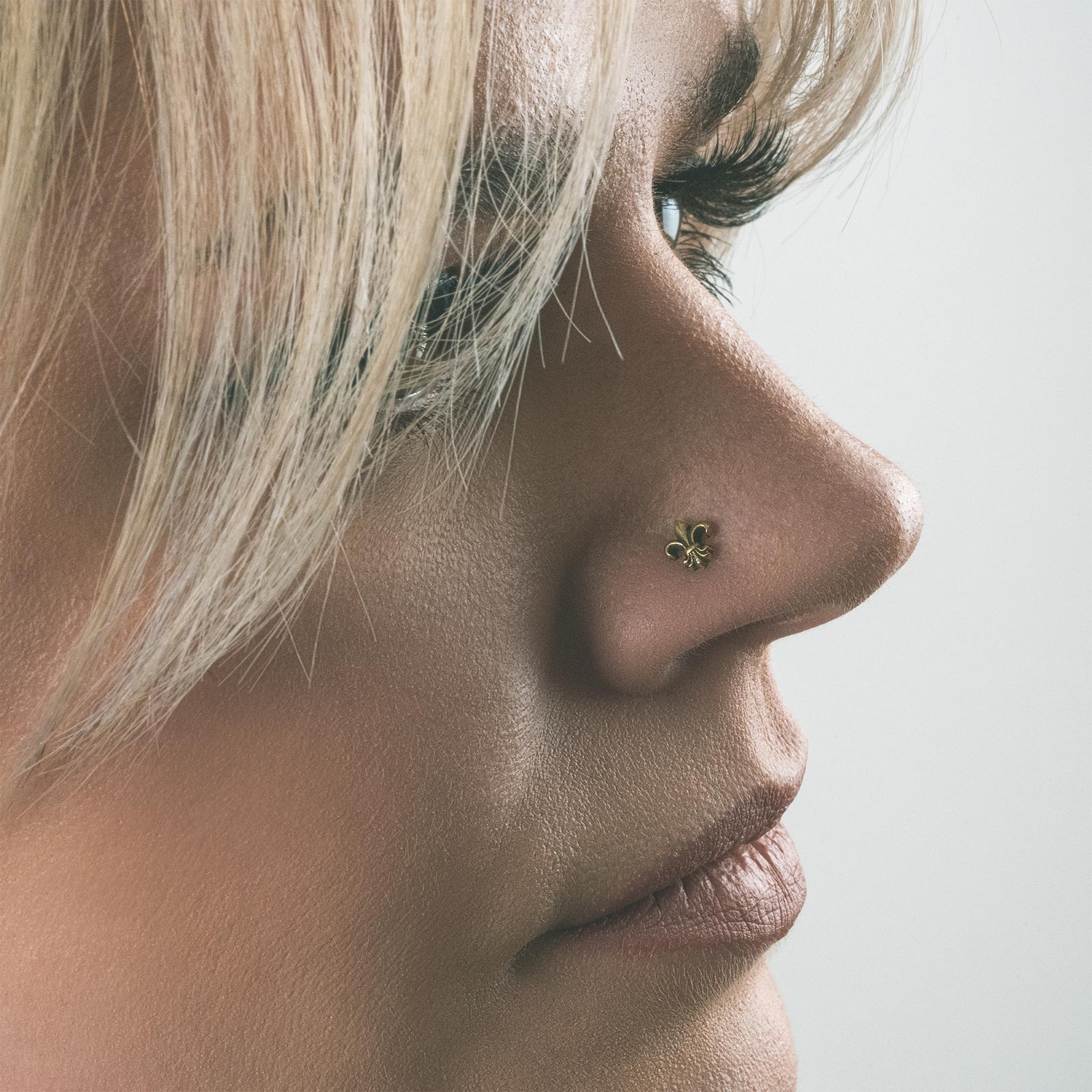 Regal Brass Nose Stud (Nose Bone) Model Shot