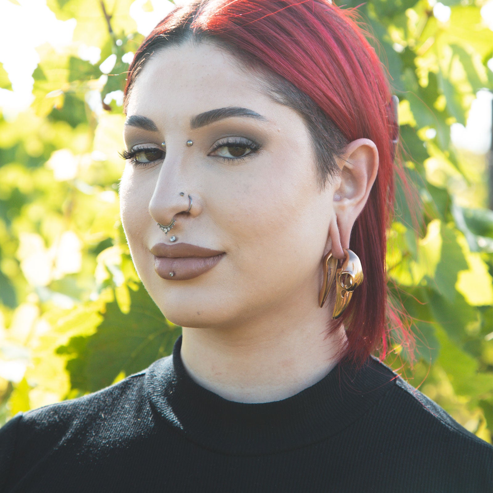 Rose Gold PVD Bird Skull Ear Weight Model Shot