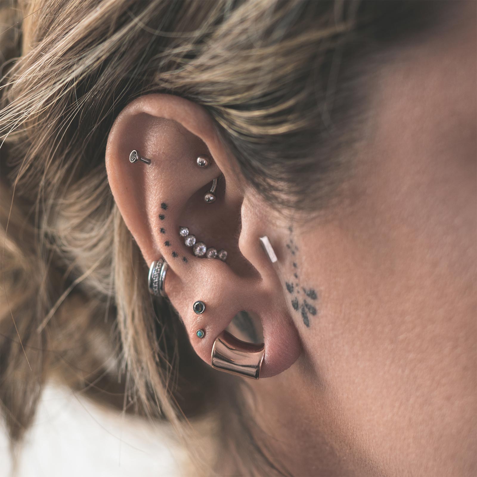 Rose Gold PVD Lobe Cuff Model Shot