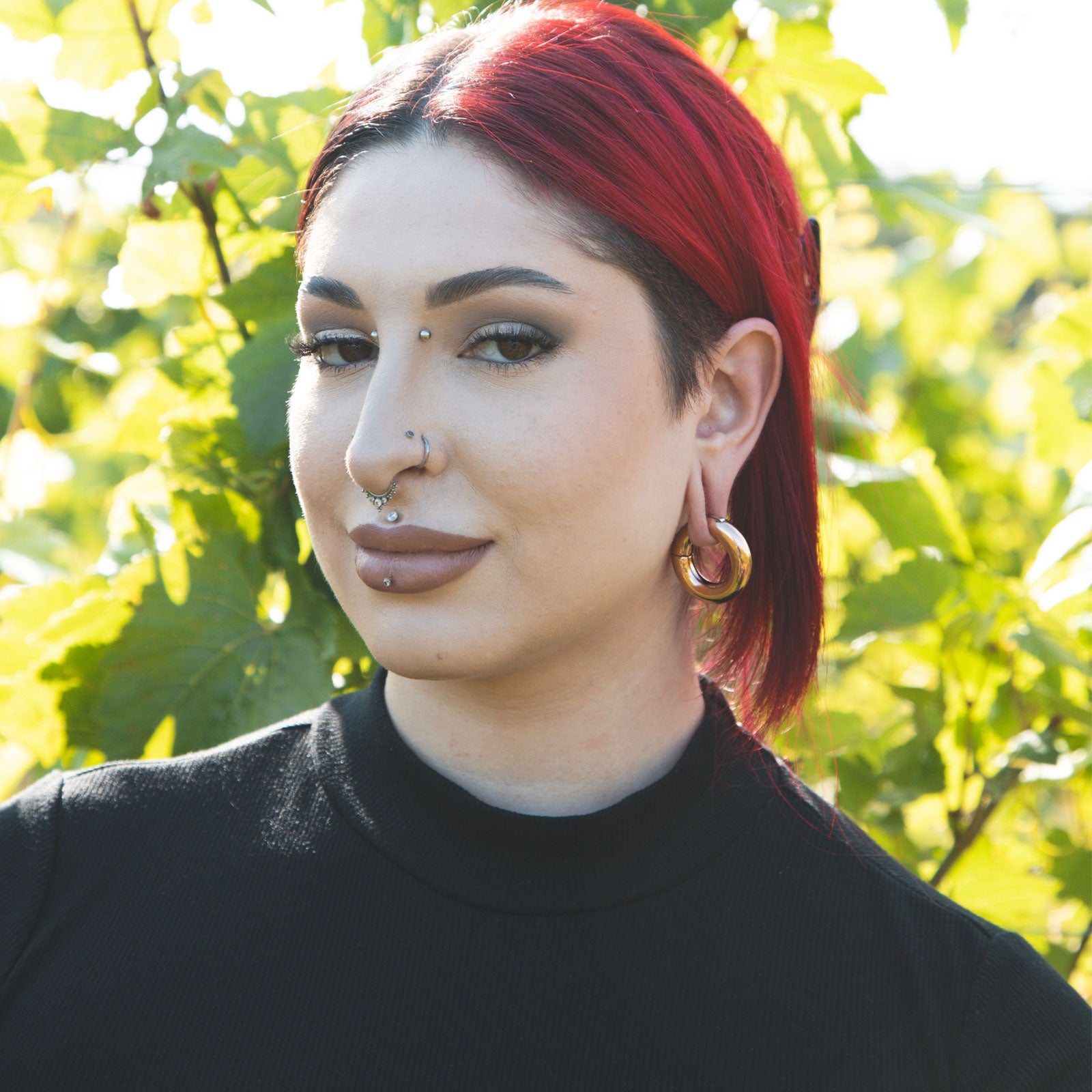 Rose Gold PVD Magnetic Hoop Ear Weight Model Shot