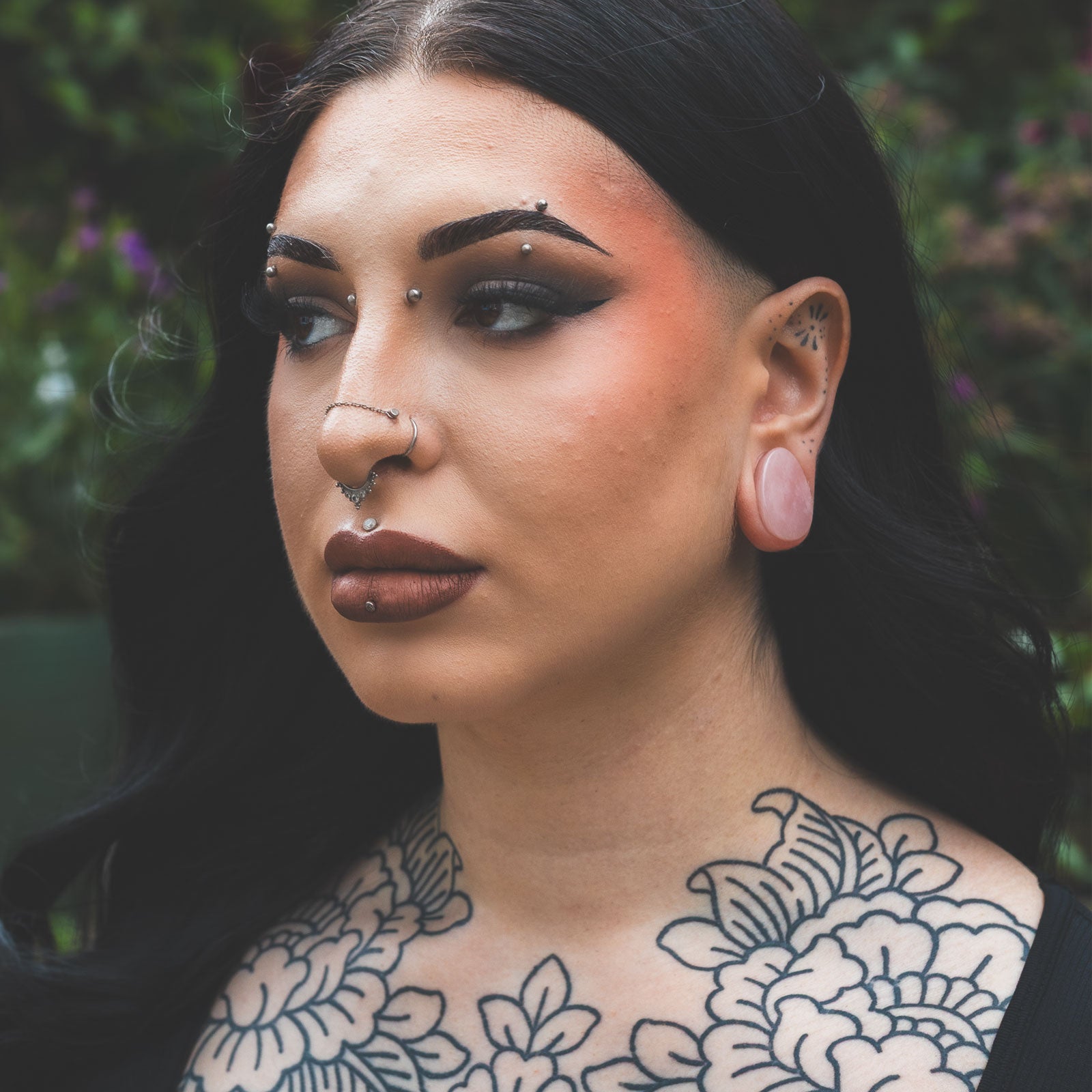 Rose Quartz Double Flare Teardrop Plug Model Shot