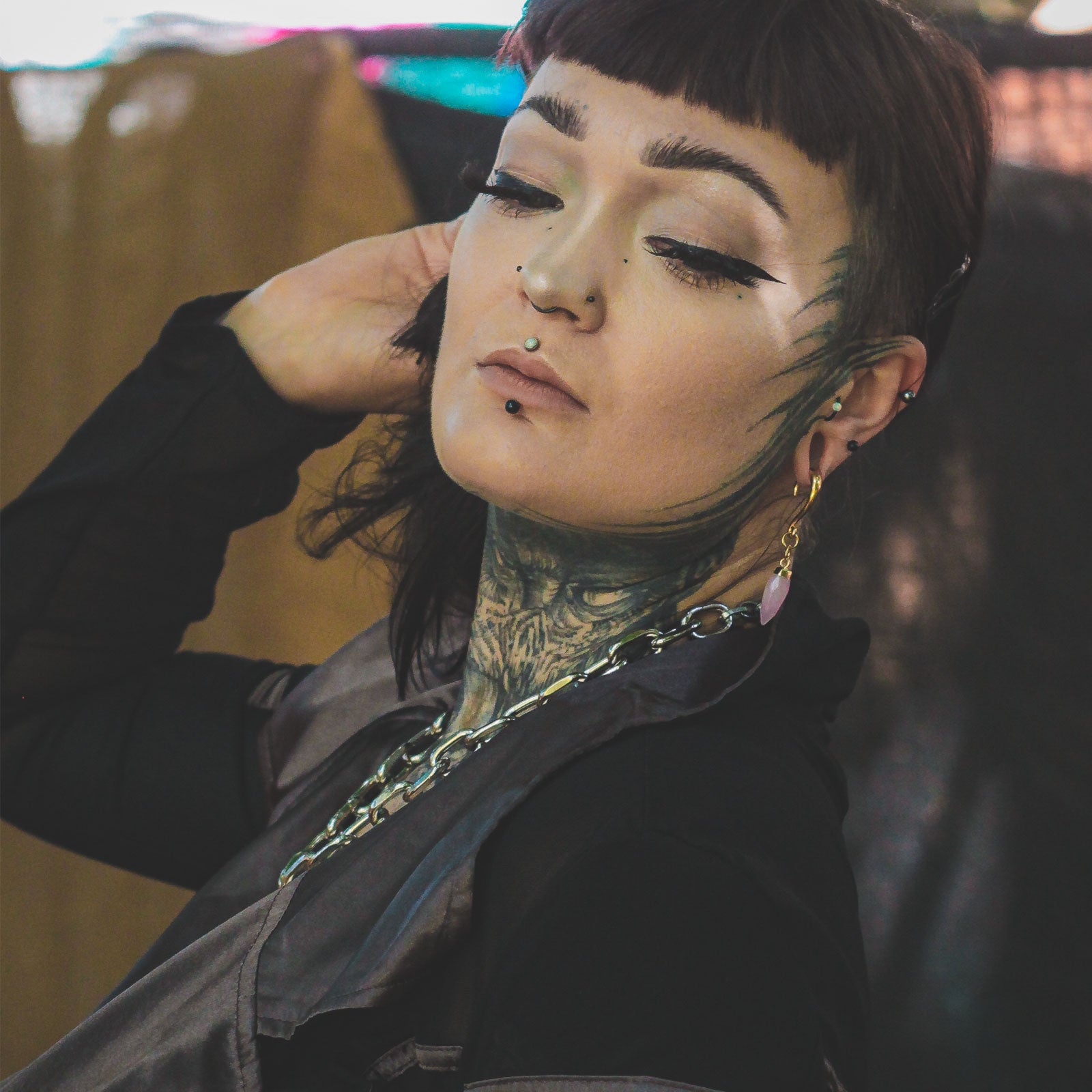 Rose Quartz Faceted Pendant With Gold PVD Hook Mini Ear Weight Model Shot