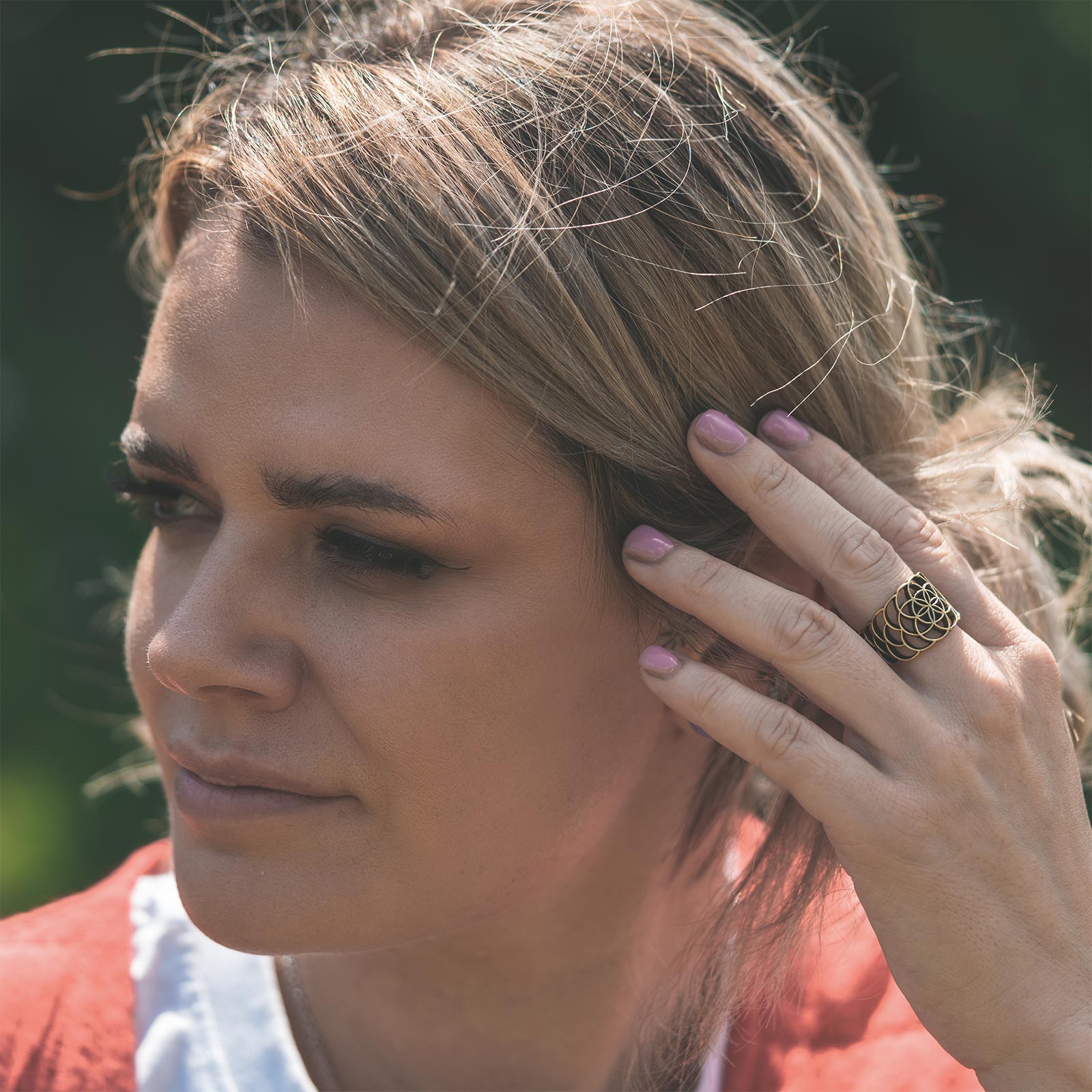 Seed Of Life Brass Ring Model Shot