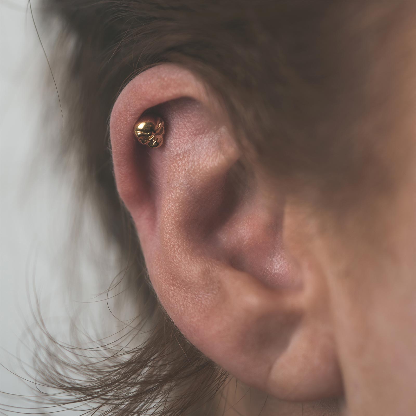 Skull 18k Gold Plated Threadless Top Model Shot