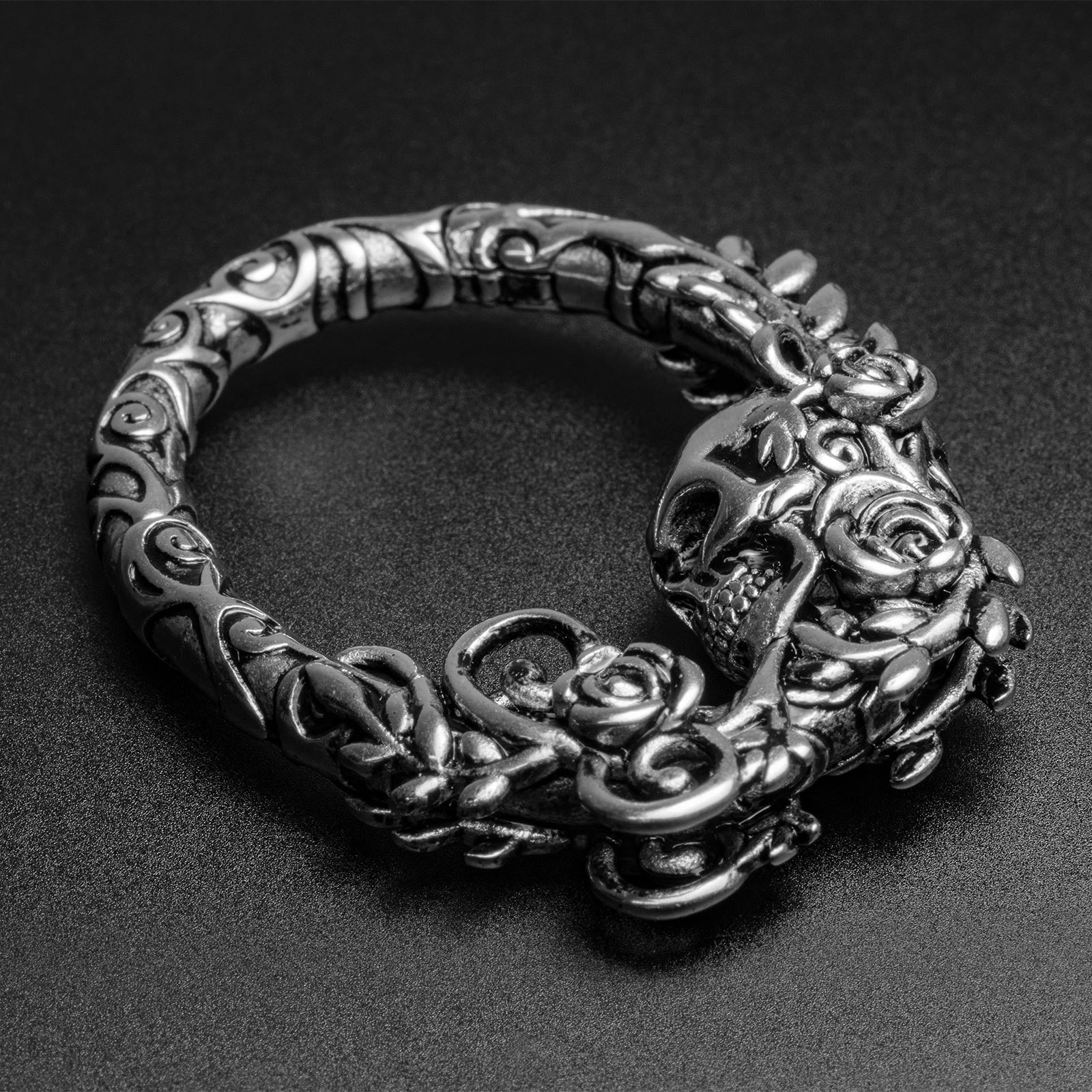 Skull And Rose Vine Surgical Steel Magnetic Ear Weight
