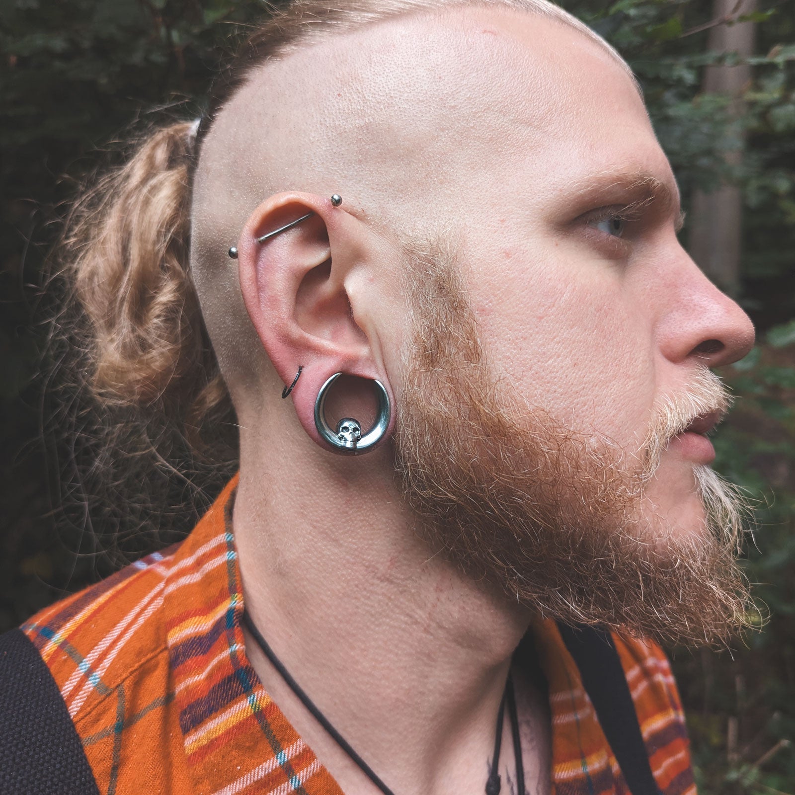 Skull Surgical Steel Saddle Plug Ear Weight Model Shot