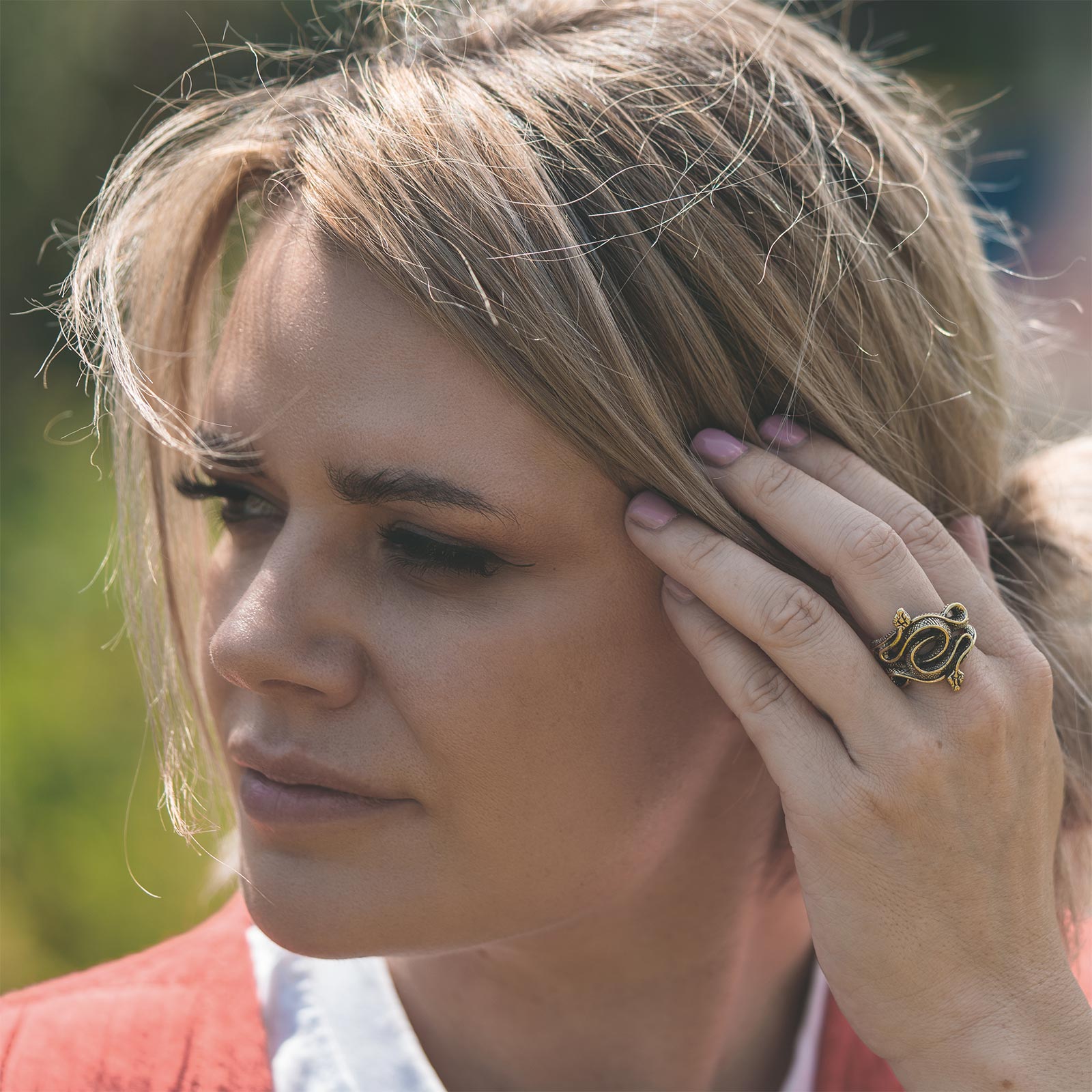 Snake Pit Brass Ring Model Shot