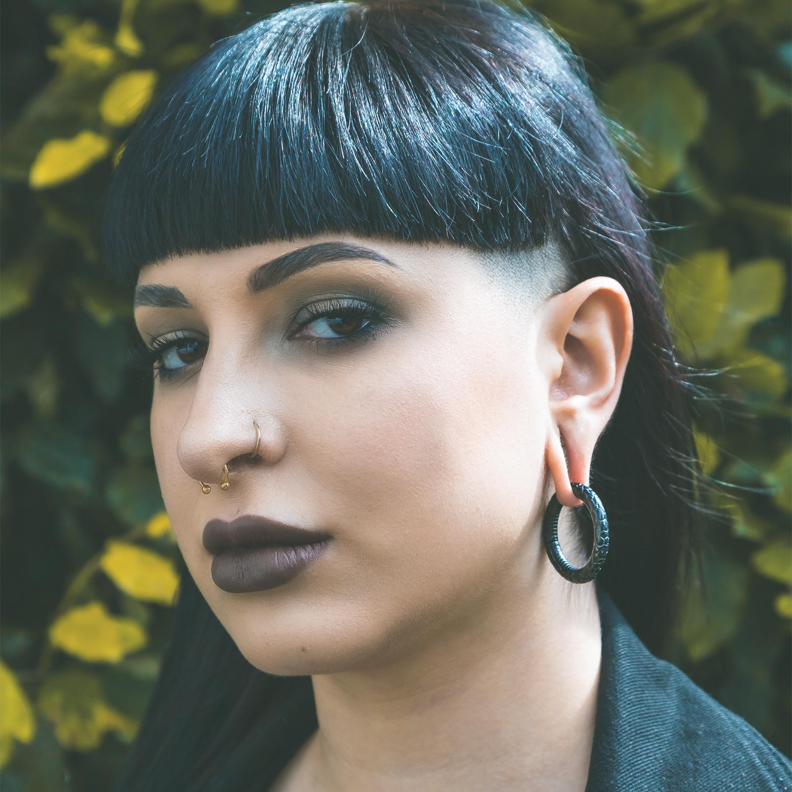 Snake Skin Black PVD Magnetic Ear Weight Model Shot