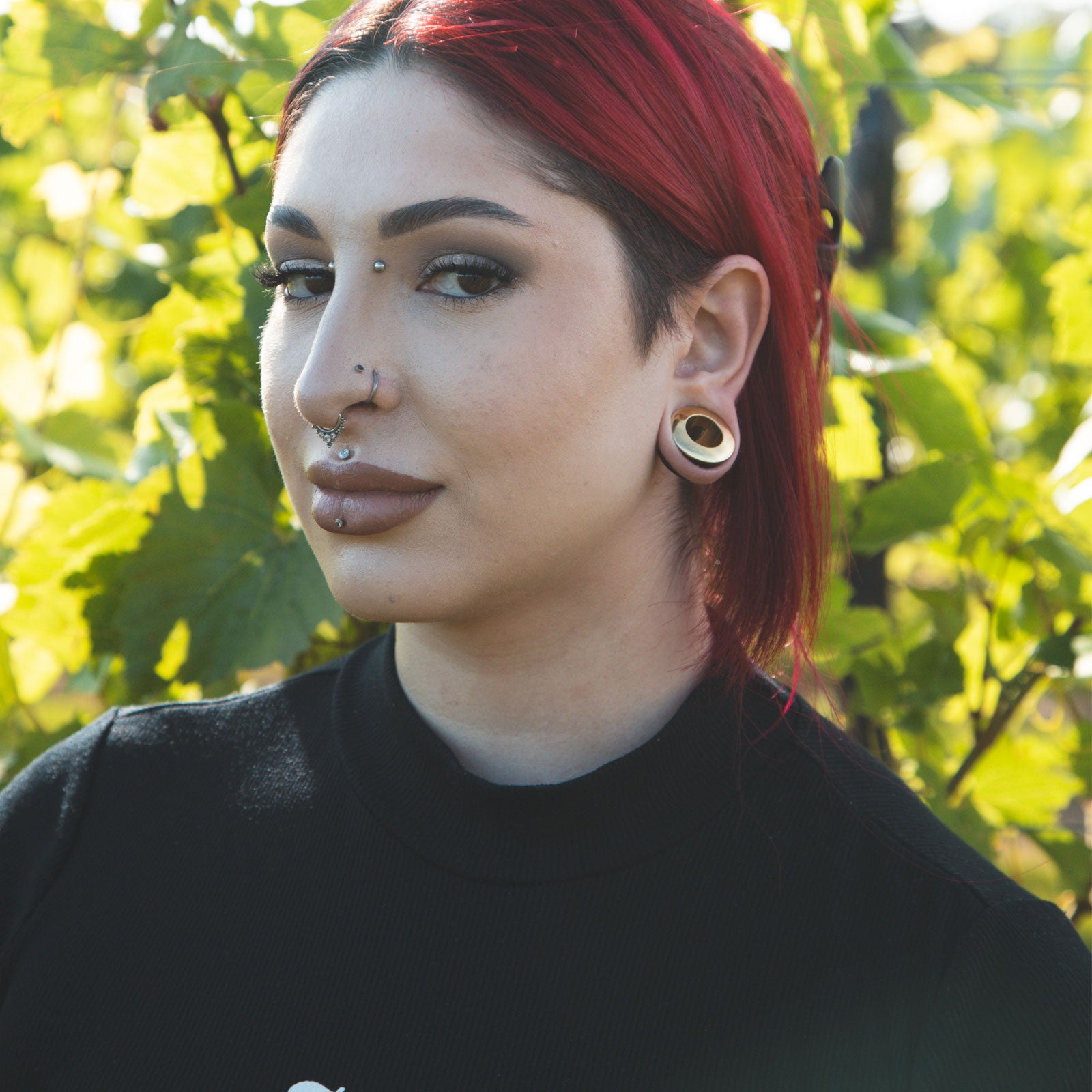 Sono Wood Double Flare Tunnel With Brass Insert Model Shot