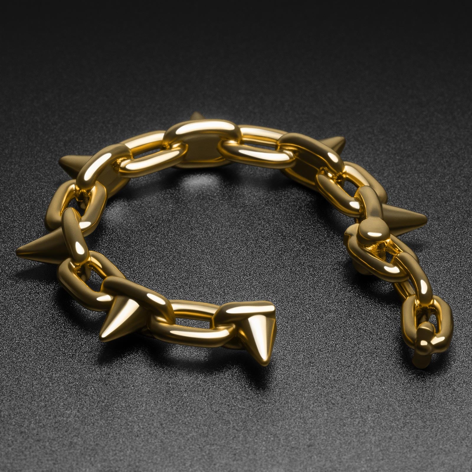 Spike Chain Hoop Gold PVD Ear Weight Open