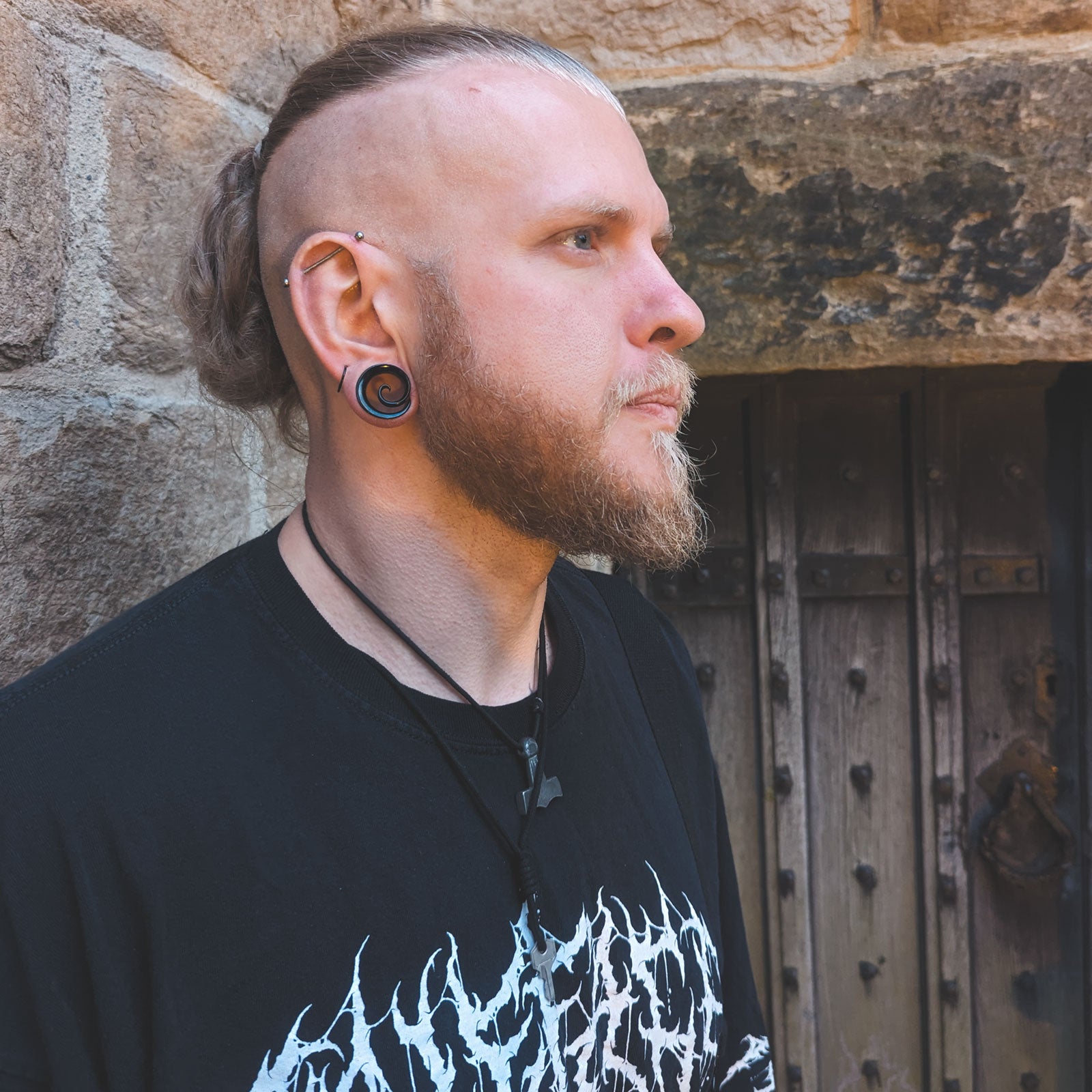 Spiral Black PVD Saddle Ear Weight Model Shot