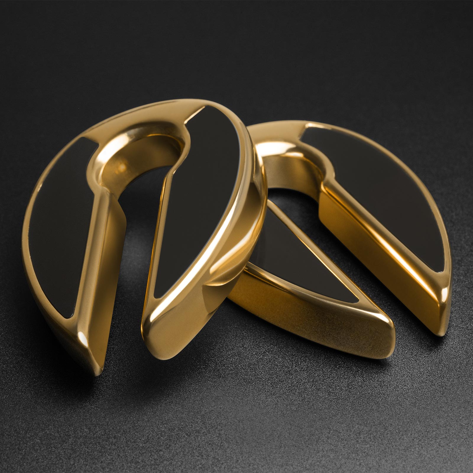 Stone Inlaid Keyhole & Gold PVD Ear Weight