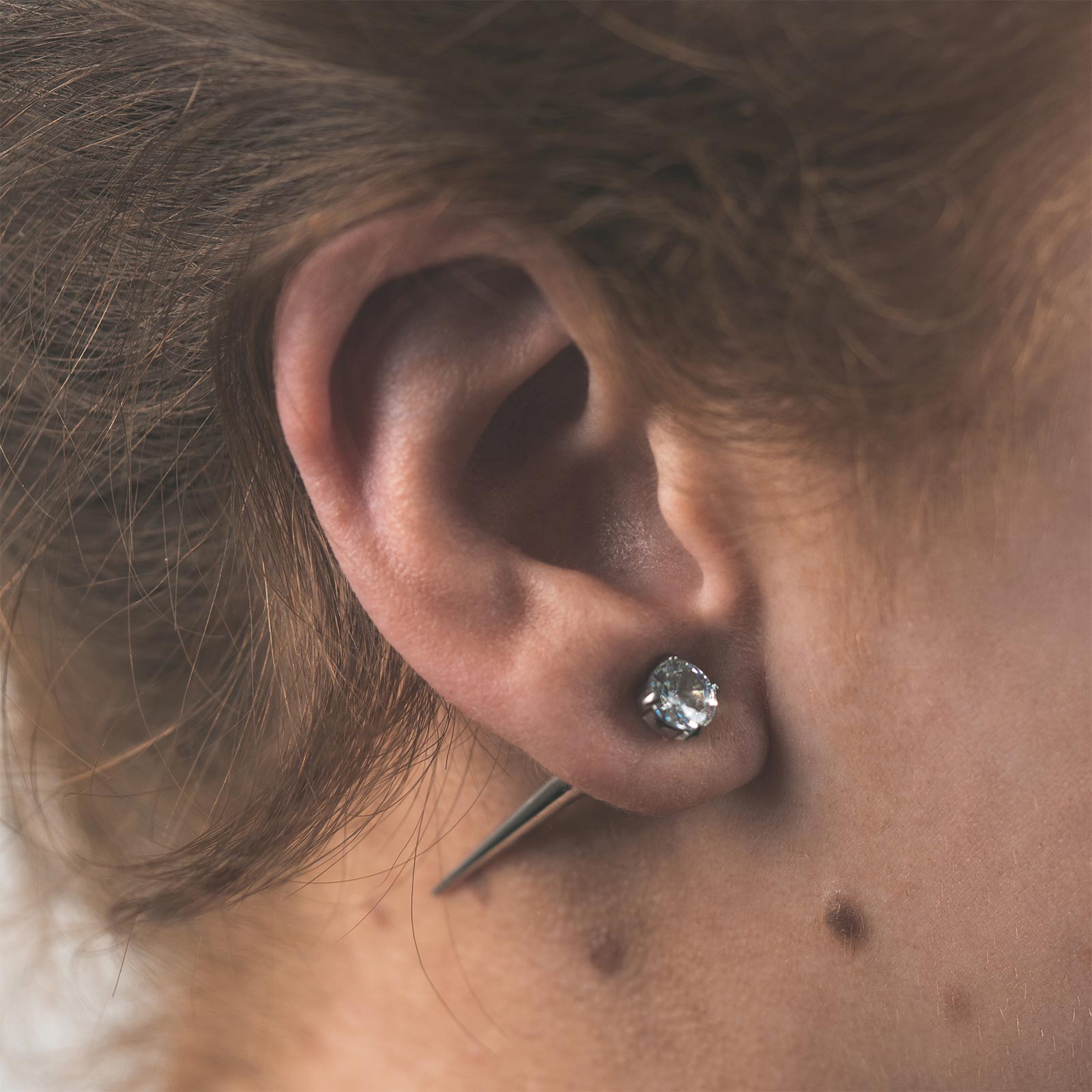 Surgical Steel Fake Gauge Taper With Gem Inlay Model Shot