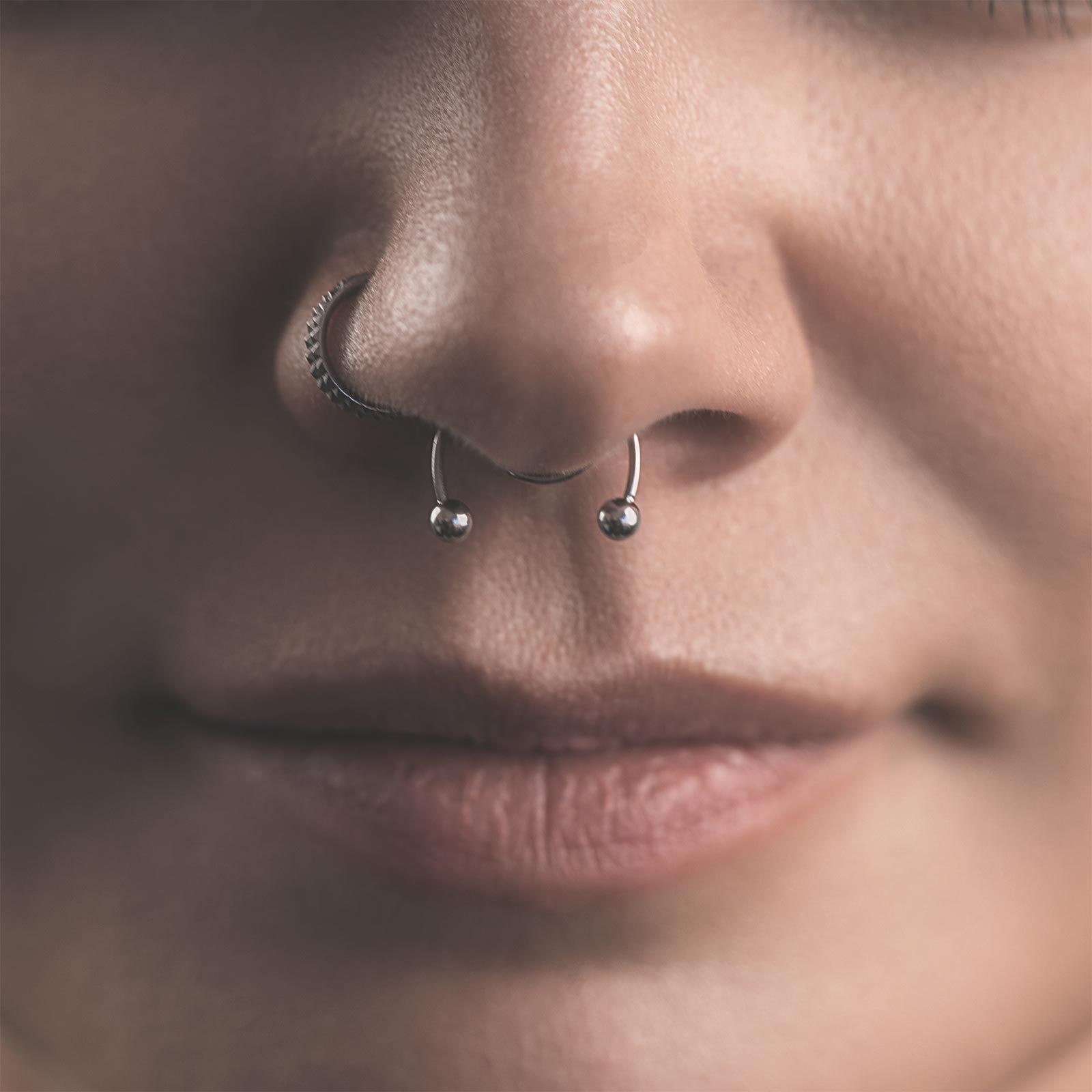 Surgical Steel Fake Septum Ring Model Shot