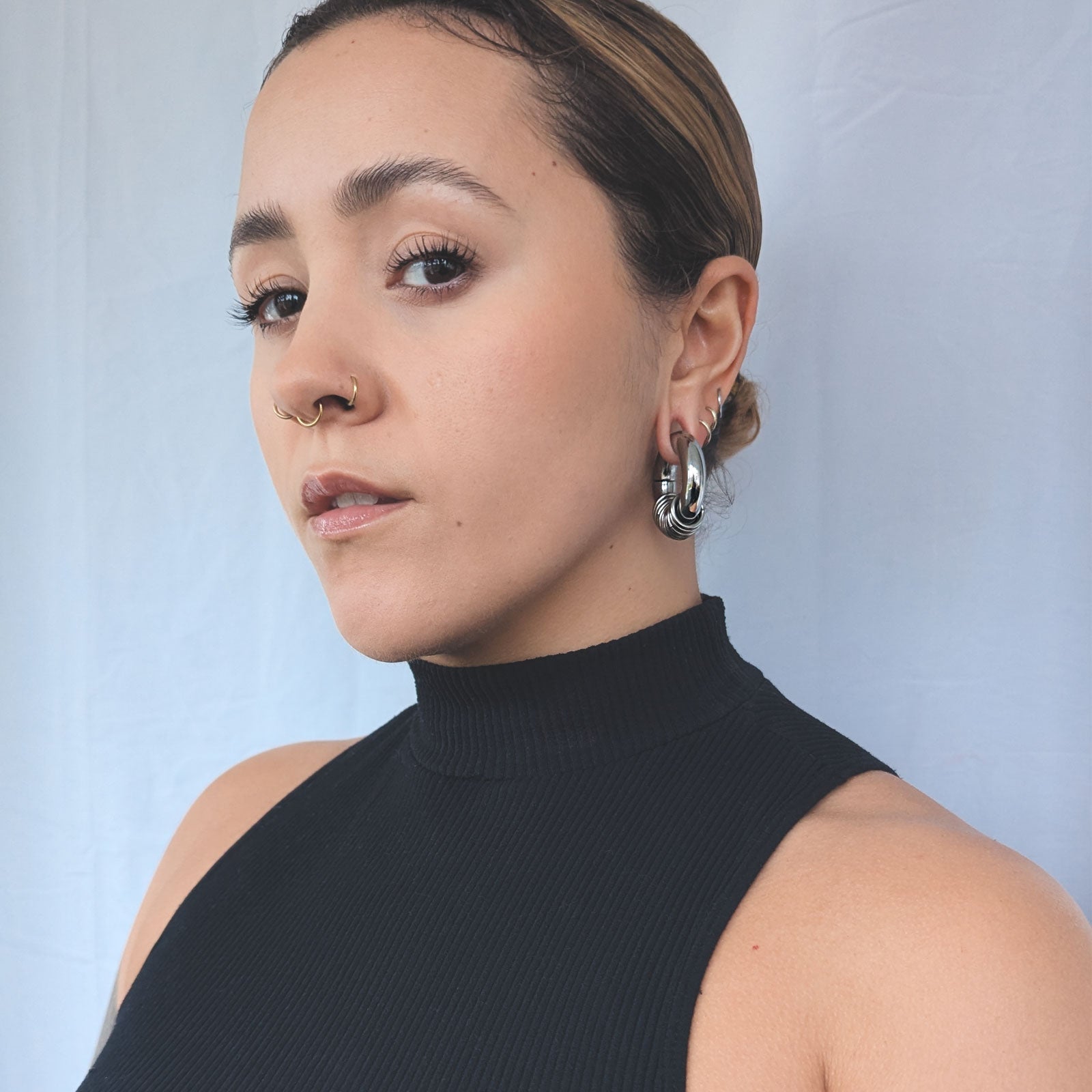 Surgical Steel Magnetic Multi Hoop Ear Weight Model Shot