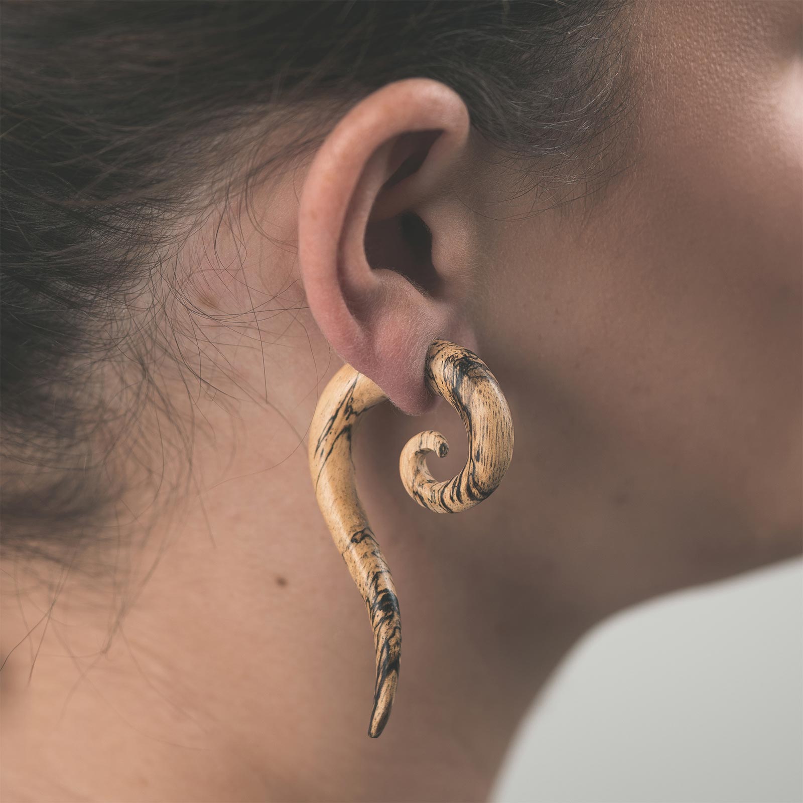 Tamarind Wood Fake Gauge Hanging Spiral Model Shot