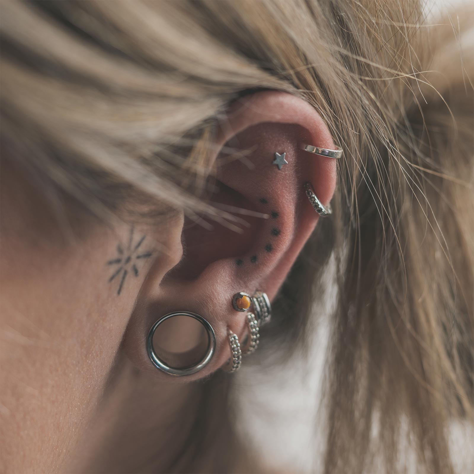 Thin Plain 925 Silver Ear Cuff Model Shot