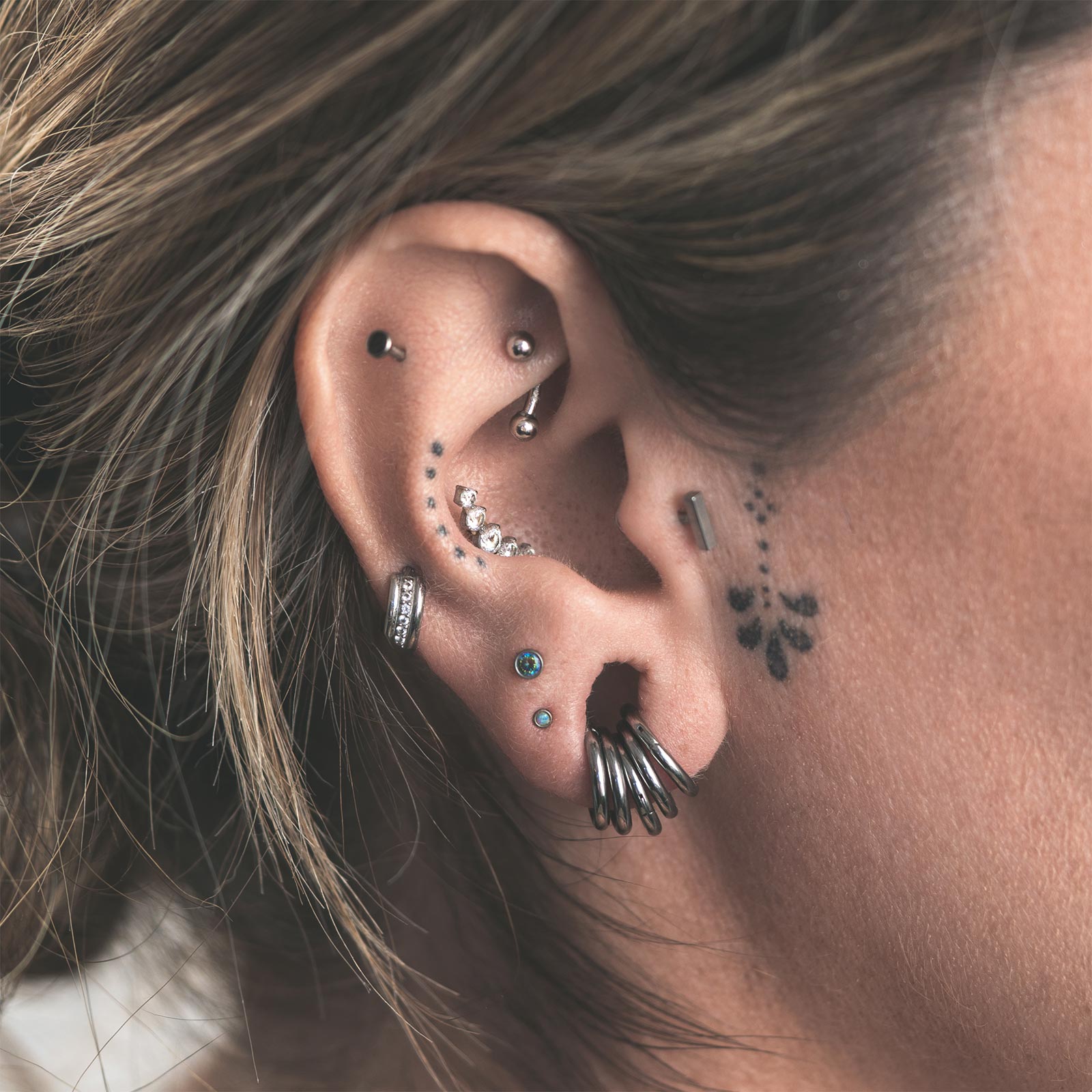 Titanium Ring Stacks Model Shot Two