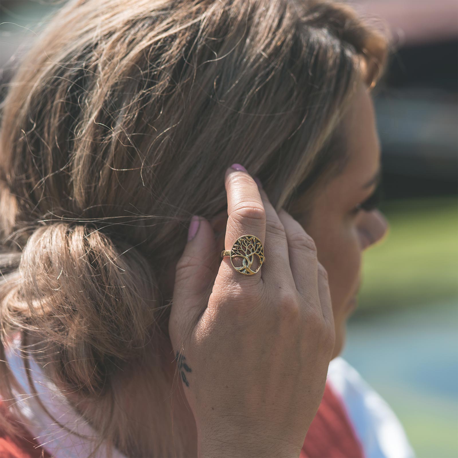 Tree Of Life Brass Ring Model Shot