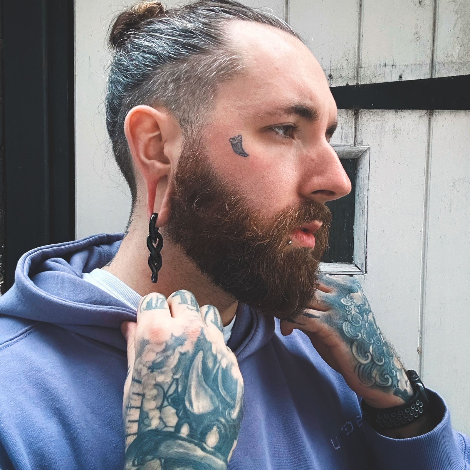 Triple Cuban Link Black PVD Magnetic Ear Weight Model Shot