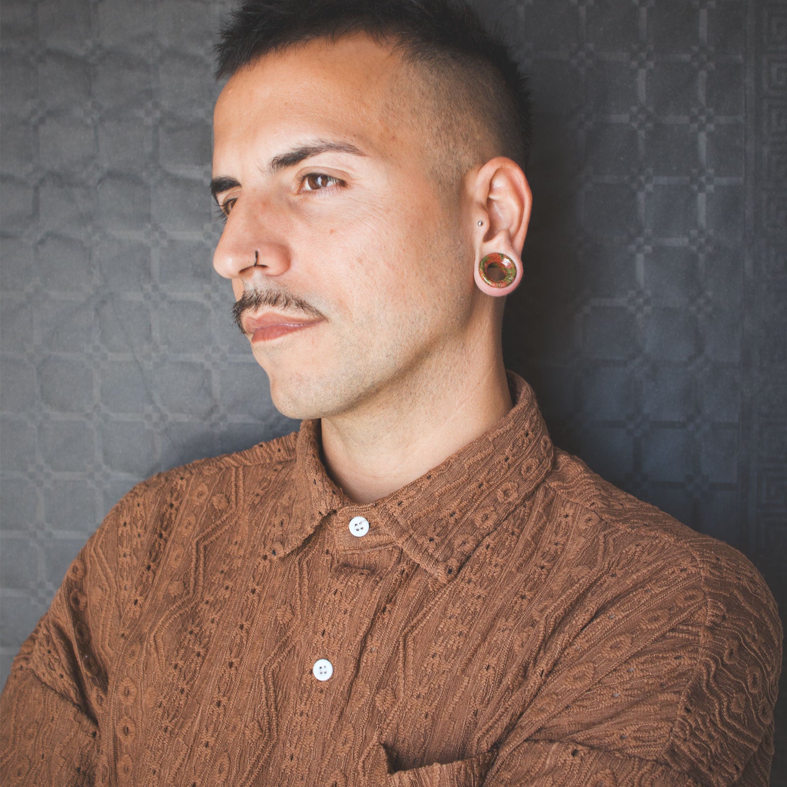 Unakite Double Flare Concave Stone Tunnel Model Shot