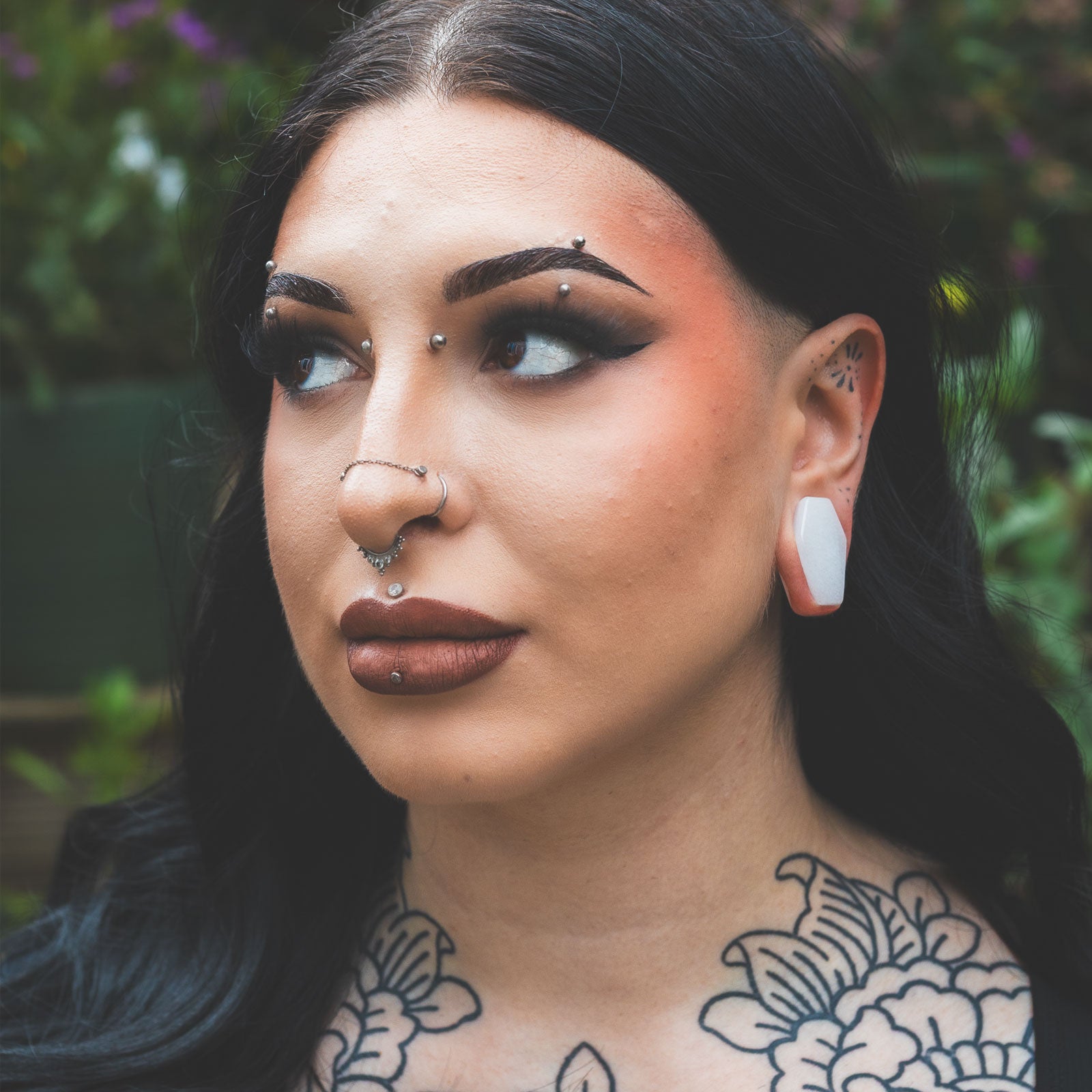 White Jade Double Flare Coffin Stone Plug Model Shot