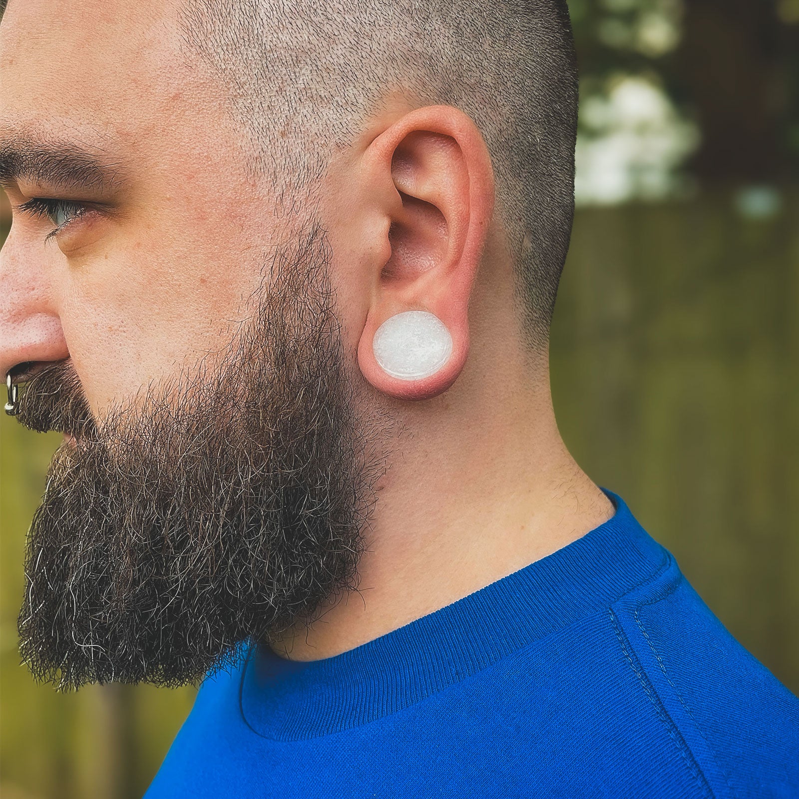 White Jade Double Flare Stone Plug Model Shot