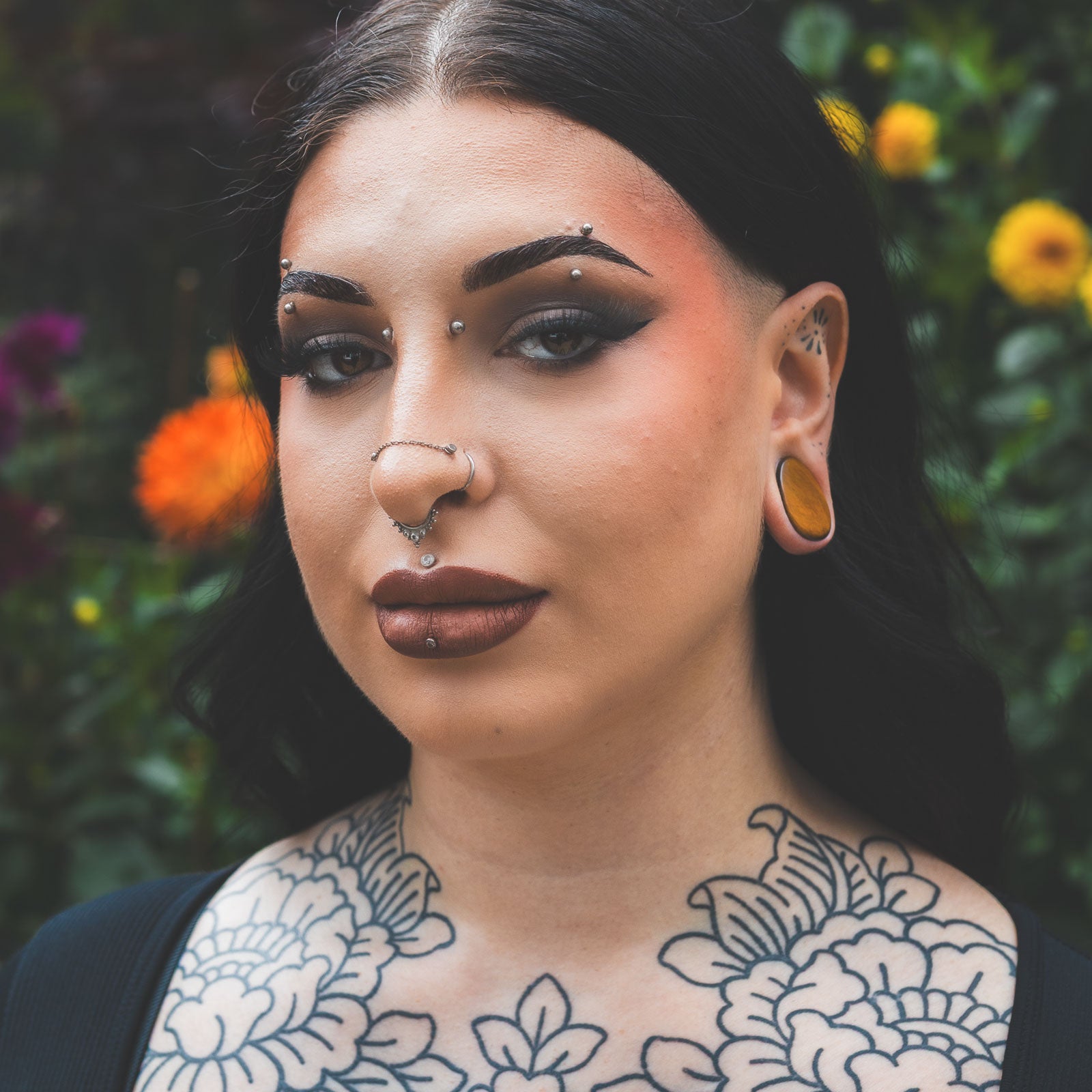 Yellow Tiger's Eye Double Flare Convex Teardrop Plug Model Shot