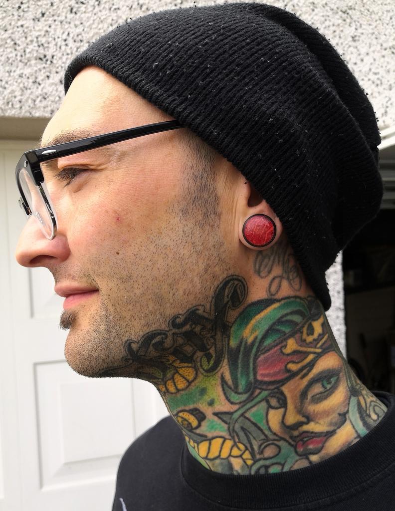 Horn Double Flare Plug With Red Coral Inlay Customer Photo