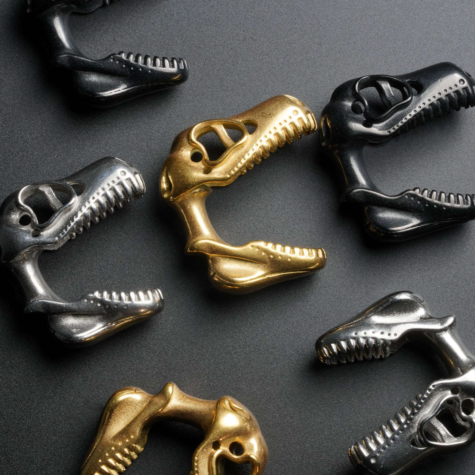 Gold PVD Dino Skull Ear Weight