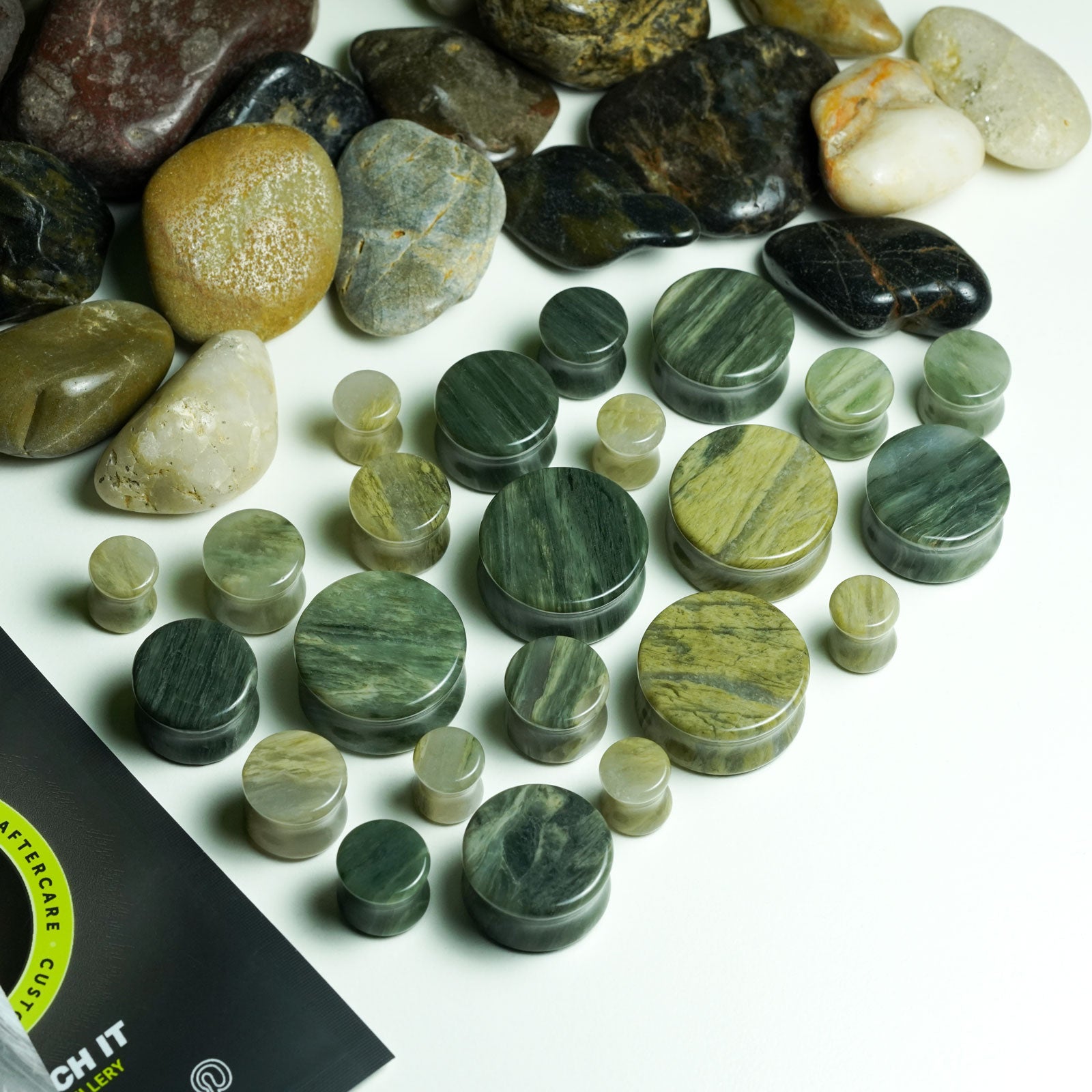 Green Line Jasper Double Flare Stone Plug Groupshot