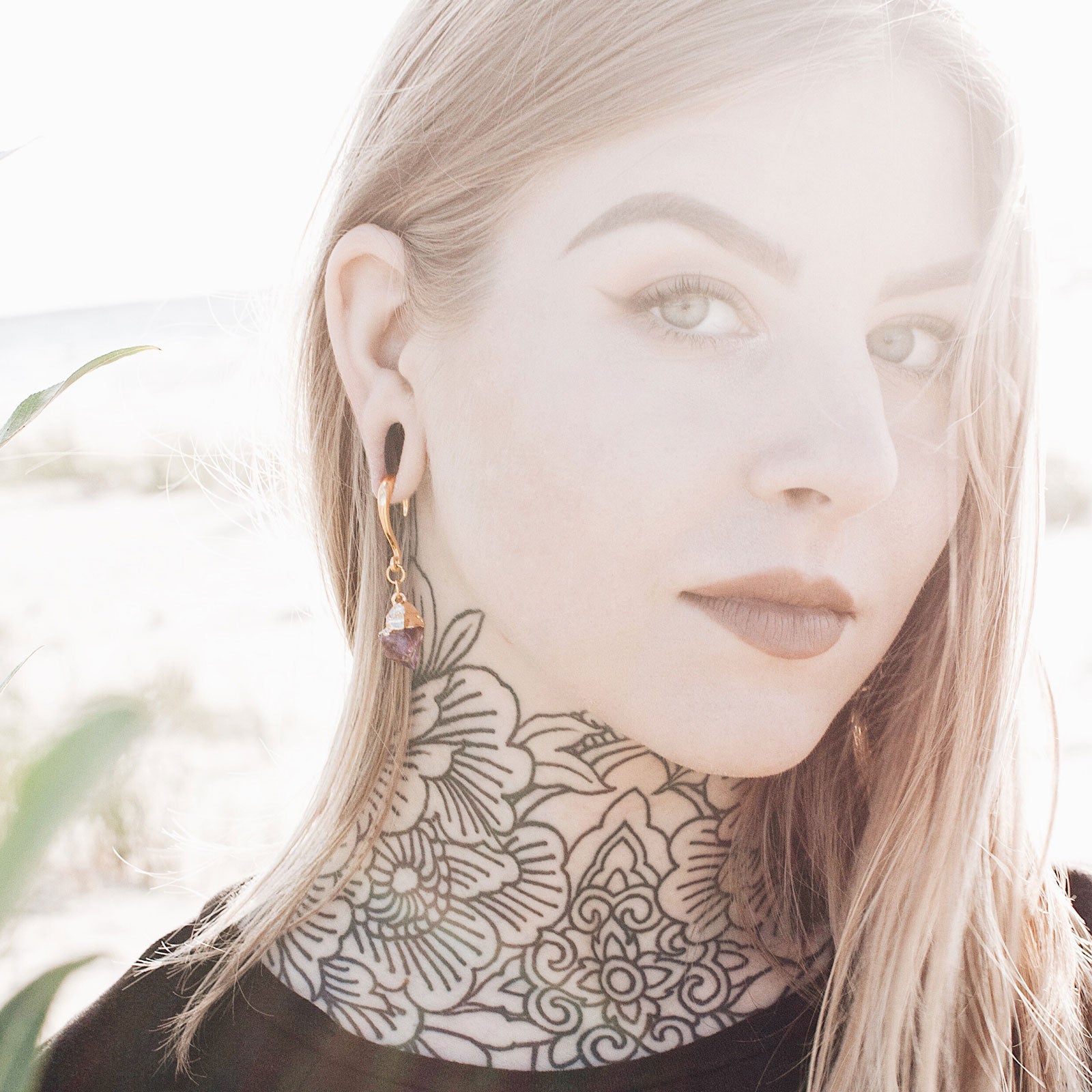 Amethyst & Gold PVD Surgical Steel Mini Ear Weight